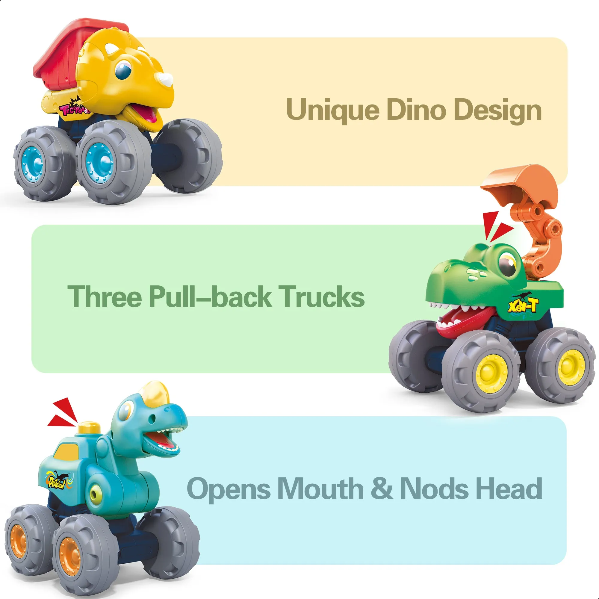 Dinosaurier-Lastwagen-Spielzeug, Rückzieh-Dino-Autos