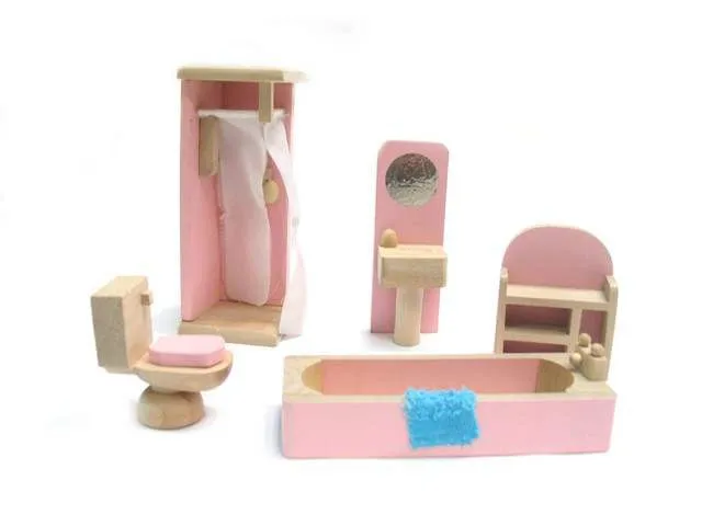Puppenhaus Möbel-Set Badezimmer Rosa