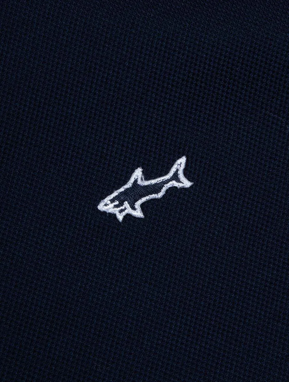 Doppelt gepiktes gestricktes Baumwoll-Polohemd Marineblau