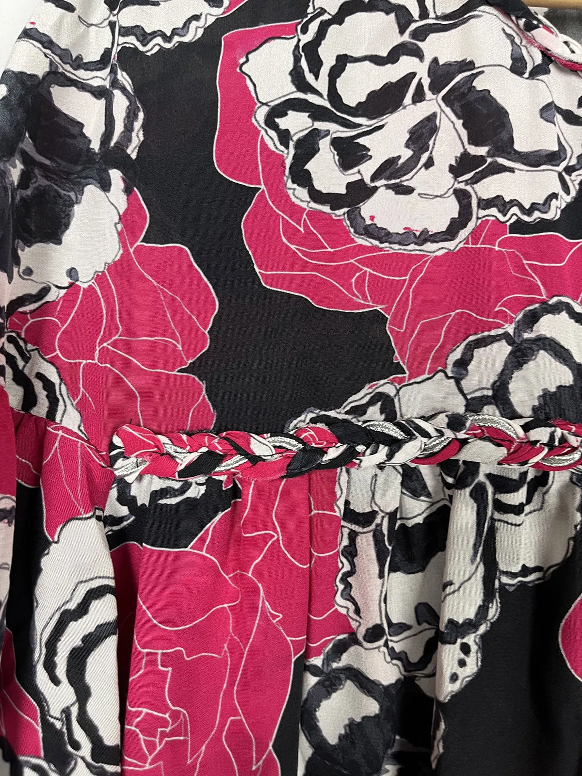Dyvna Größe 14 Rosa & Grau Blumenkleid NWT