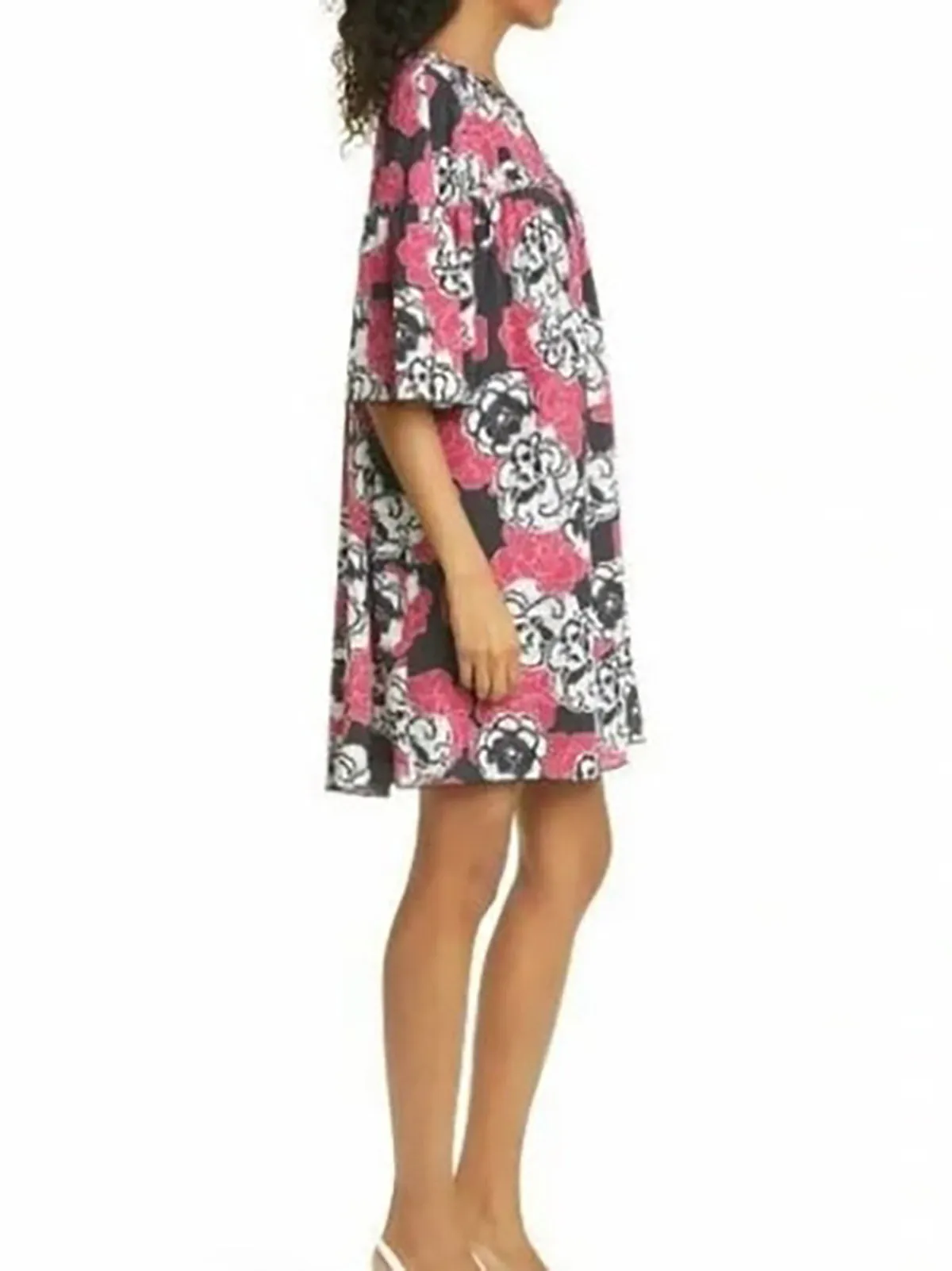 Dyvna Größe 14 Rosa & Grau Blumenkleid NWT