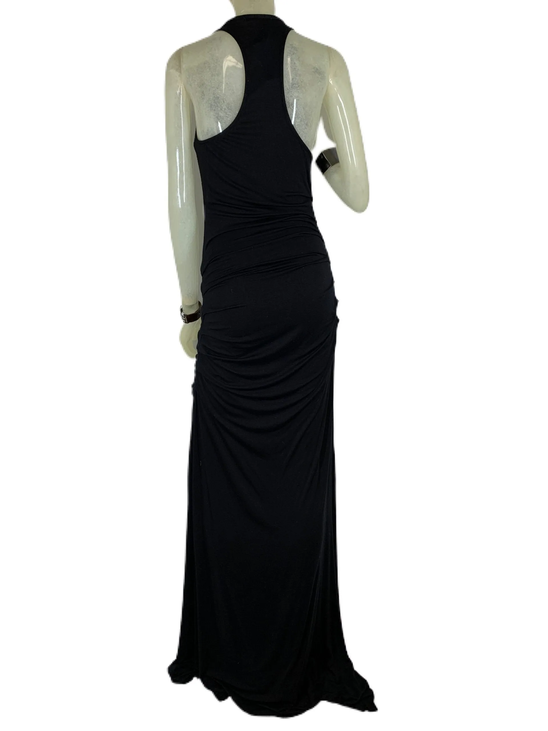 E-Motions Rüschen-Seiden Maxikleid Schwarz