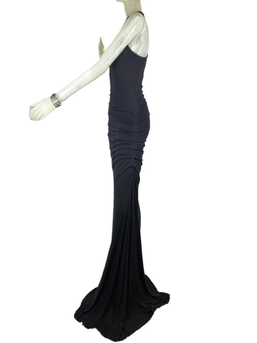 E-Motions Rüschen-Seiden Maxikleid Schwarz