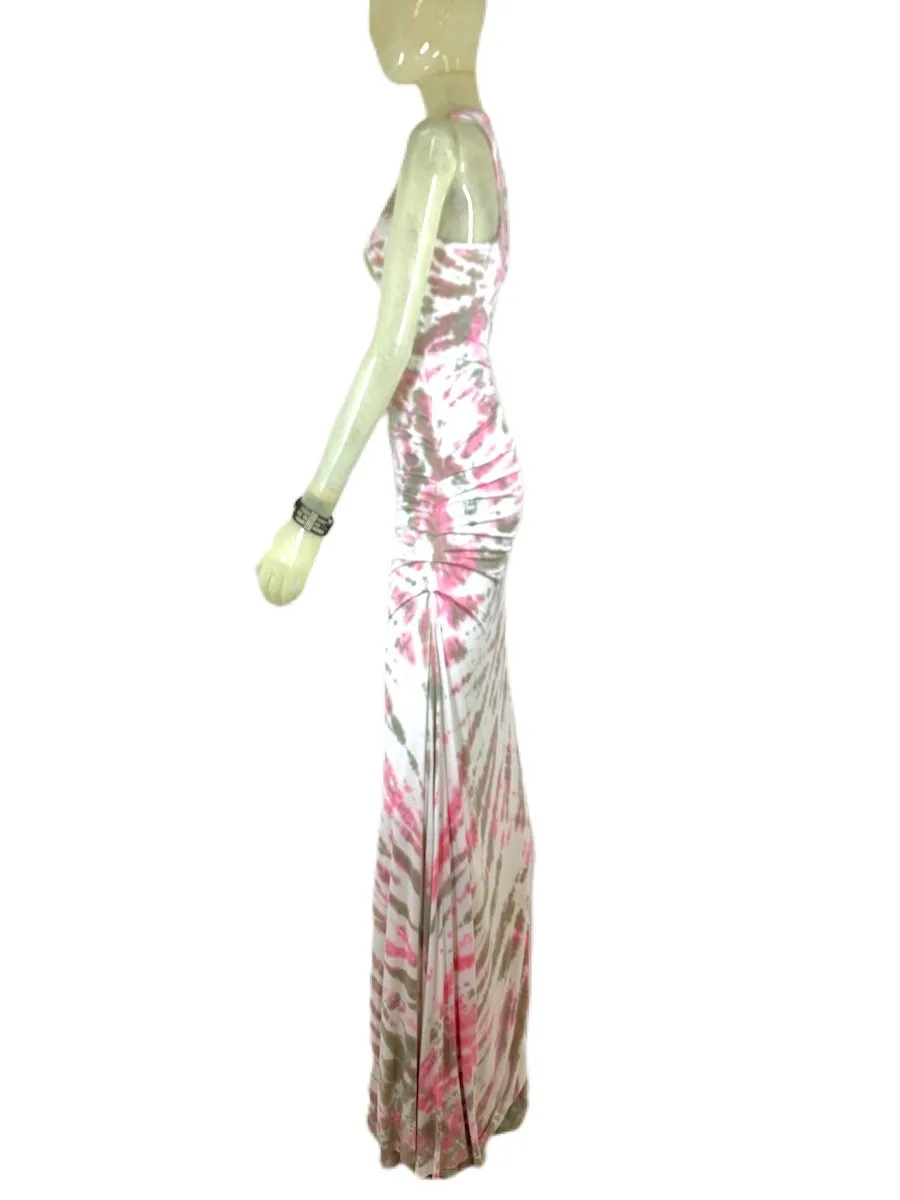 E-Motions Rüschen-Seitengebundenes Tie-Dye Maxikleid Pink Beige Tiger TD