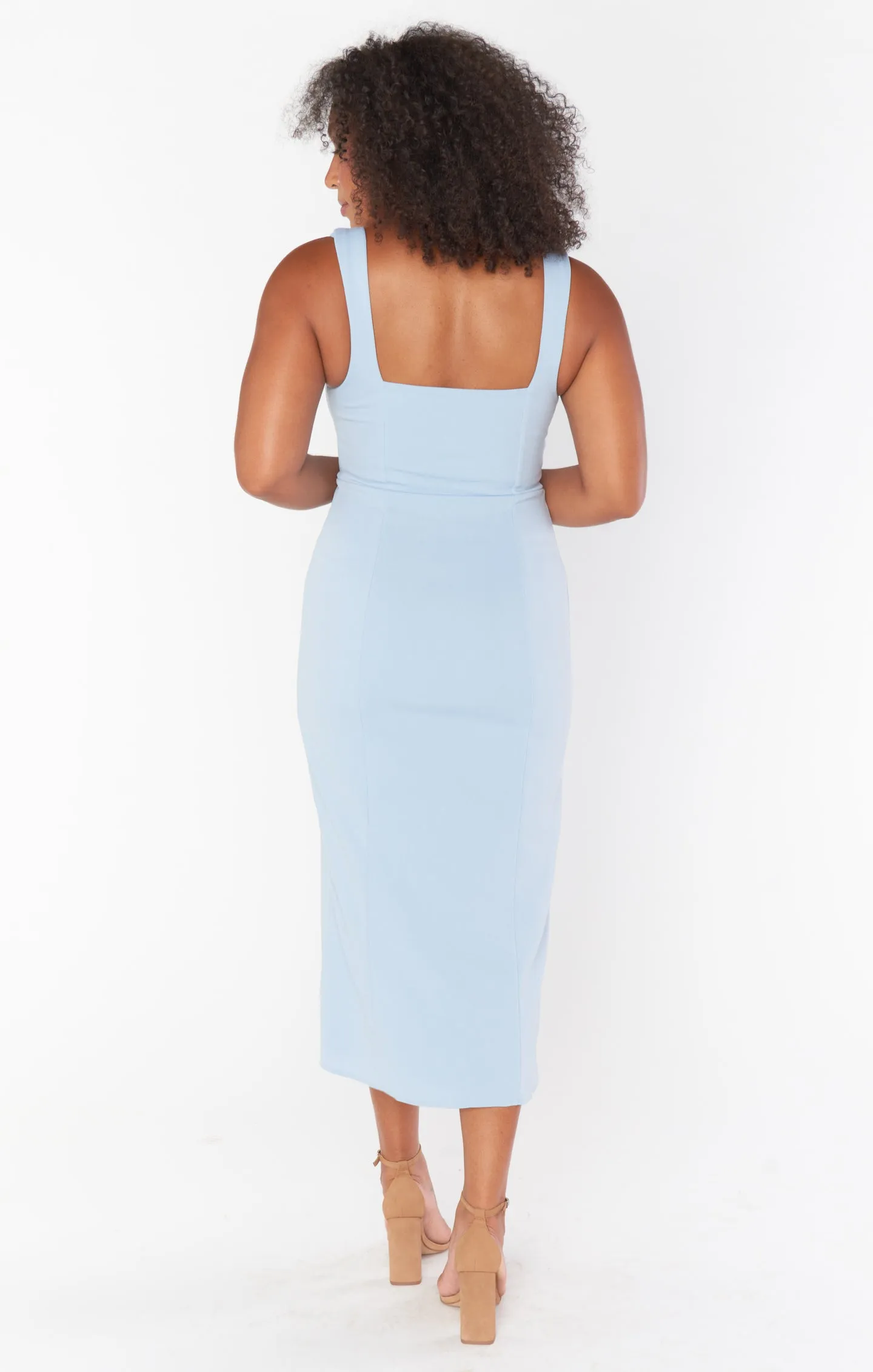 Eden Midi-Kleid ~ Stahlblau Stretch