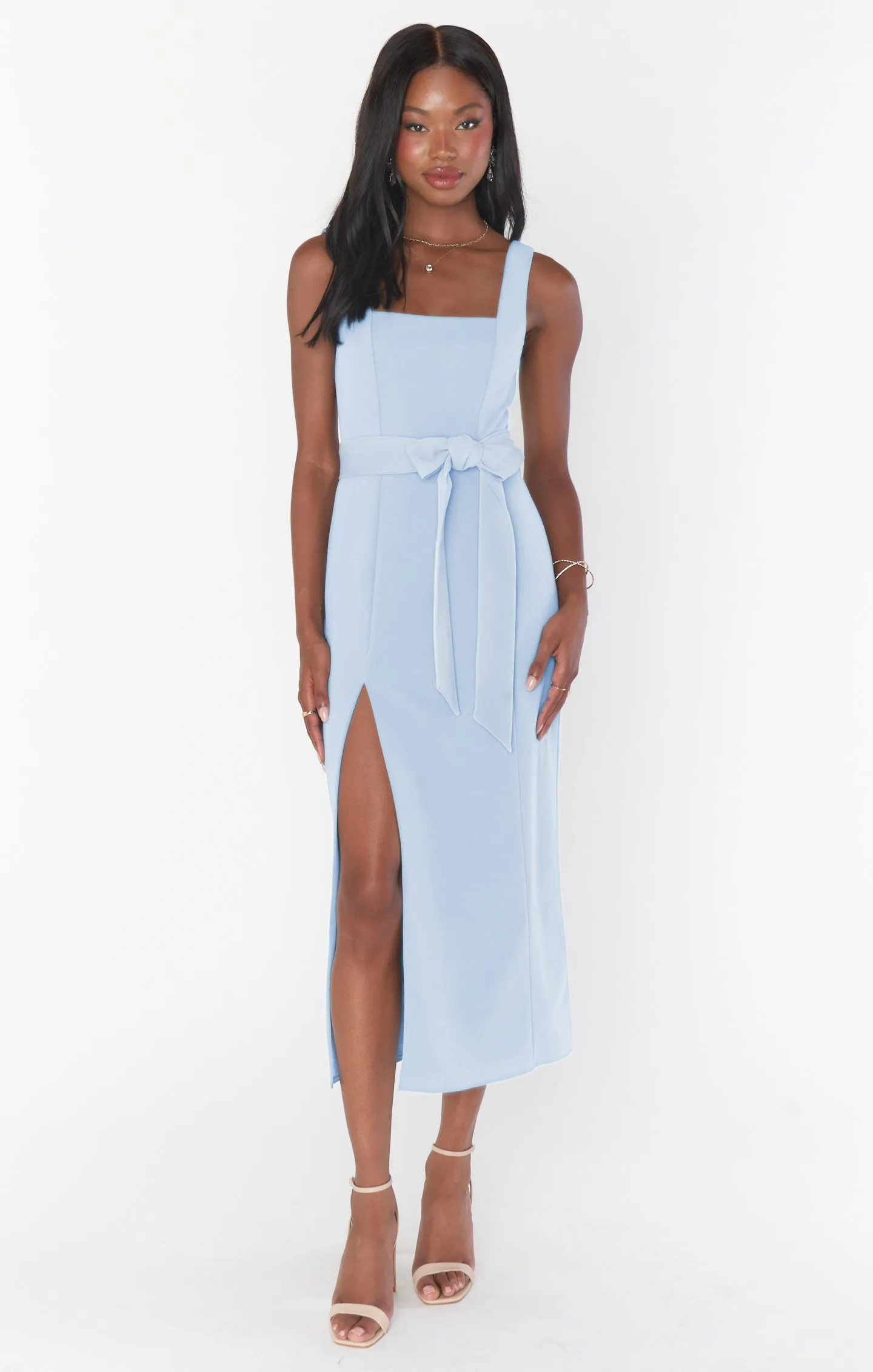 Eden Midi-Kleid ~ Stahlblau Stretch
