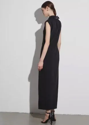 Elegantes Revers ärmelloses Hochtailliertes Kleid Casual Midikleid Für Damen
