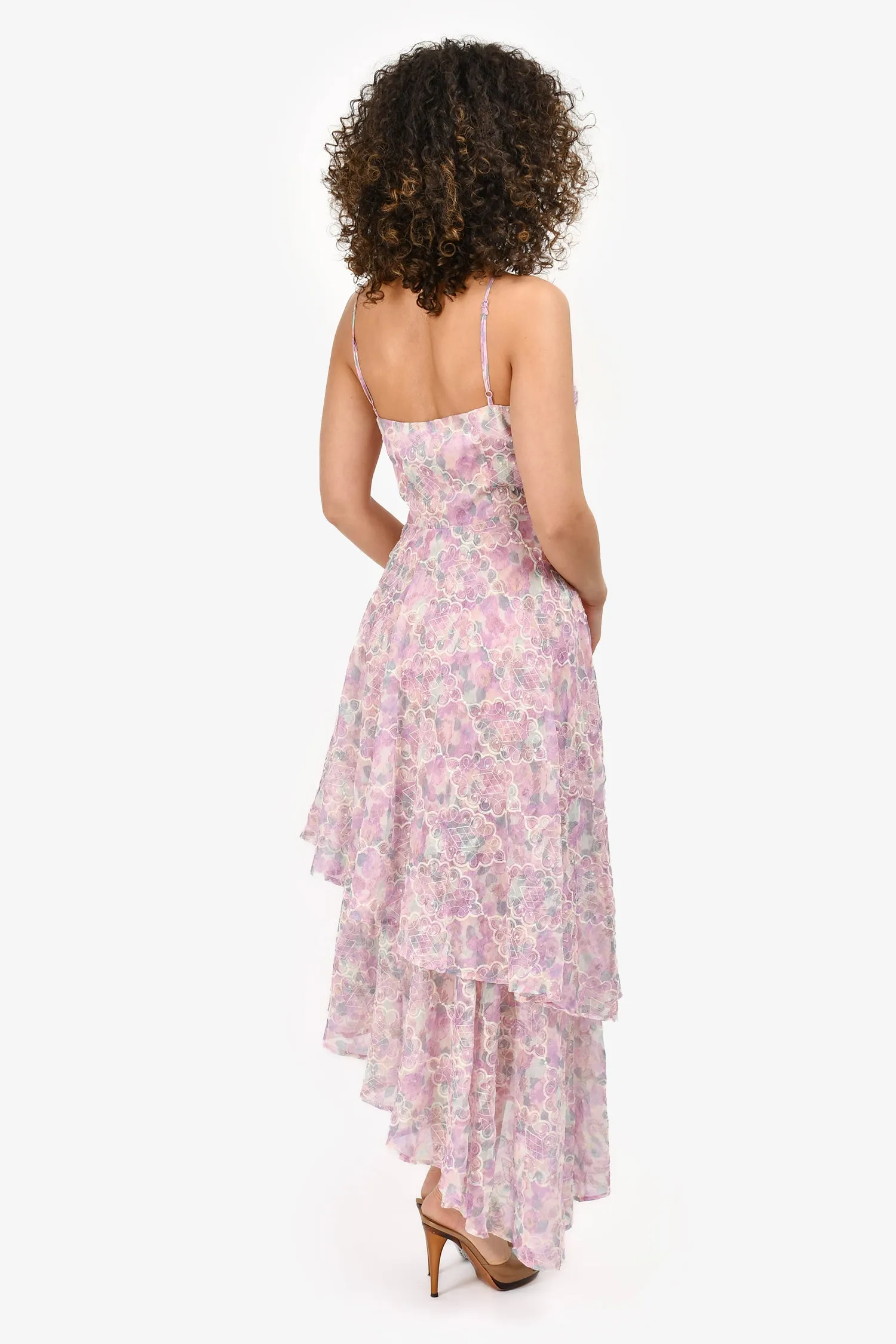 Elliatt Hellviolettes Besticktes Rüschen-Asymmetrisches 'Mirer' Kleid Größe M