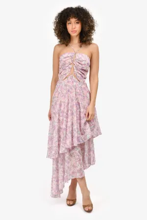 Elliatt Light Purple Embroidered Ruffled Asymmetrical 'Mirer' Dress Size M