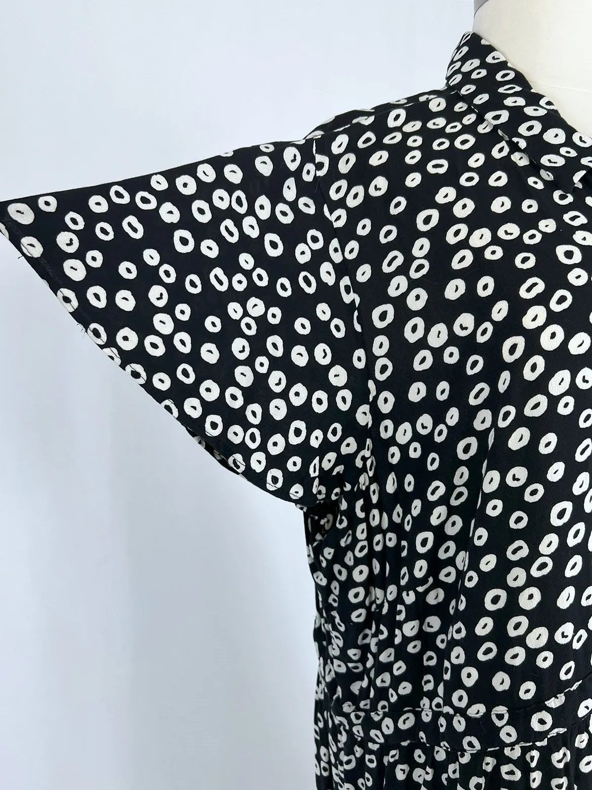 eloquii Größe 28 Schwarz-Weiß Kreise Kleid