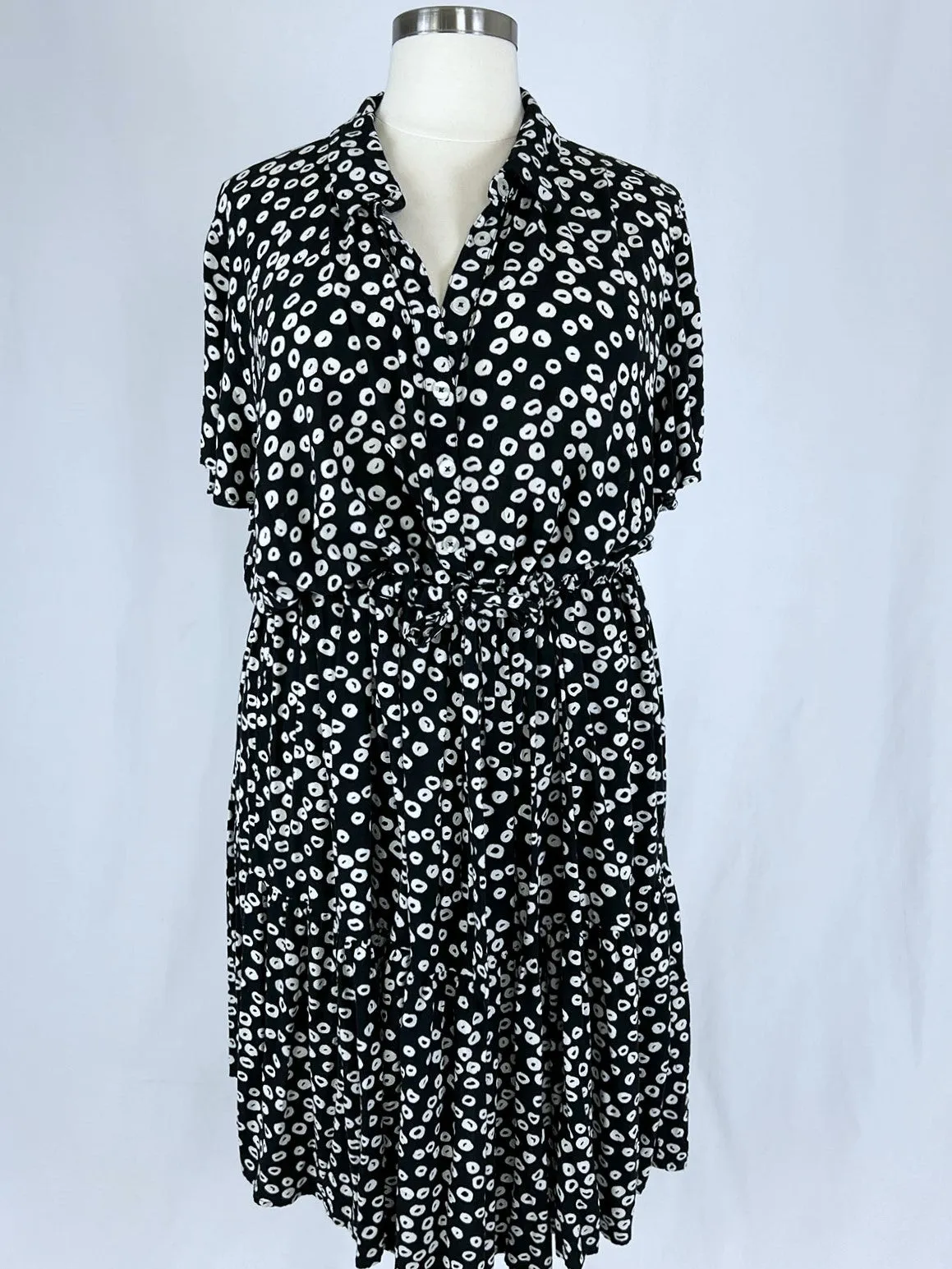 eloquii Größe 28 Schwarz-Weiß Kreise Kleid