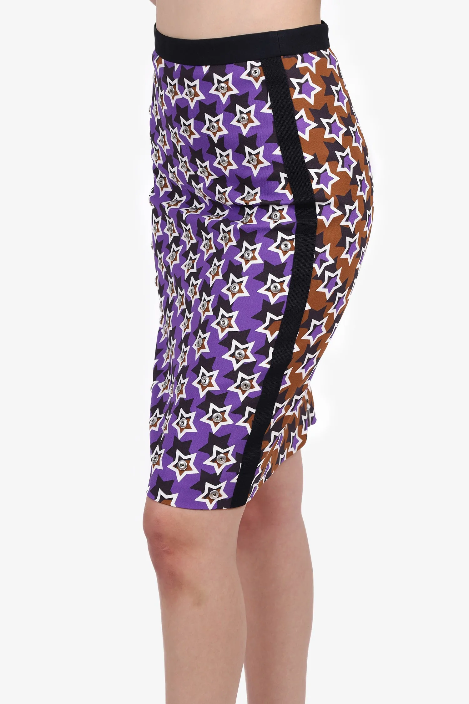 Emanuel Ungaro Lila/Braun Sternprint-Midirock Größe 6