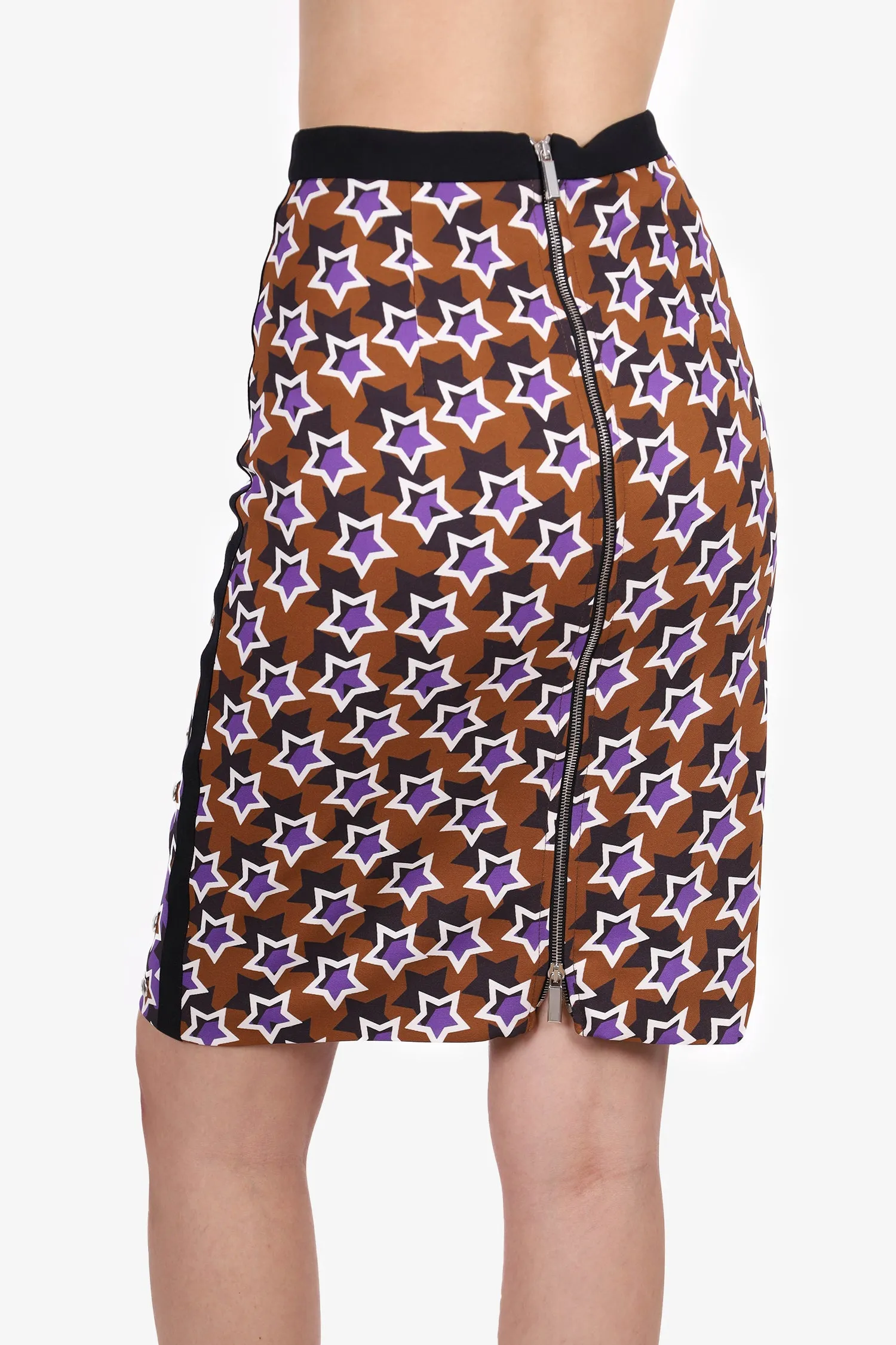 Emanuel Ungaro Lila/Braun Sternprint-Midirock Größe 6