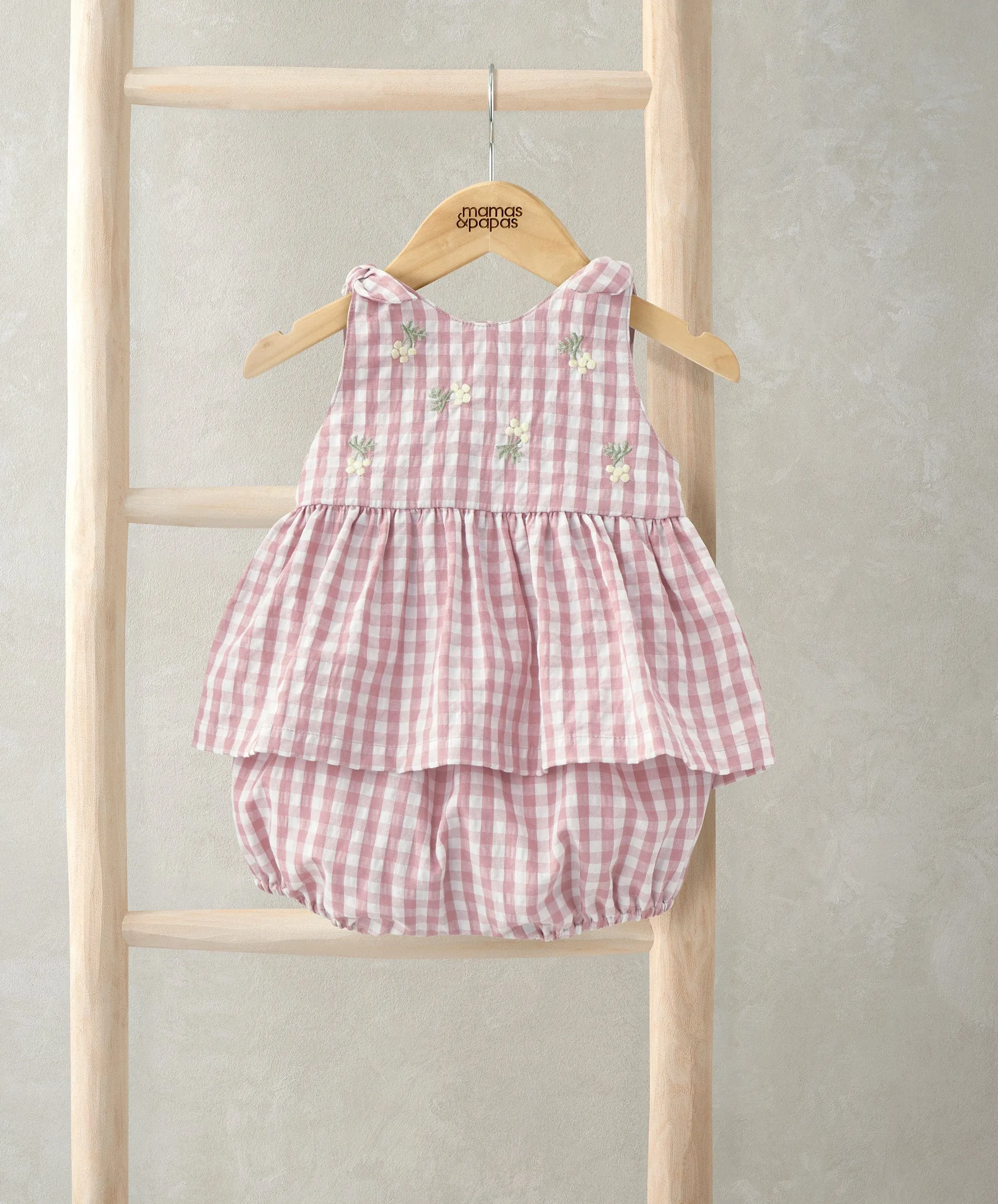 Besticktes Gingham Oberteil & Shorts Set (2-teilig) Babykids Mamas & Papas