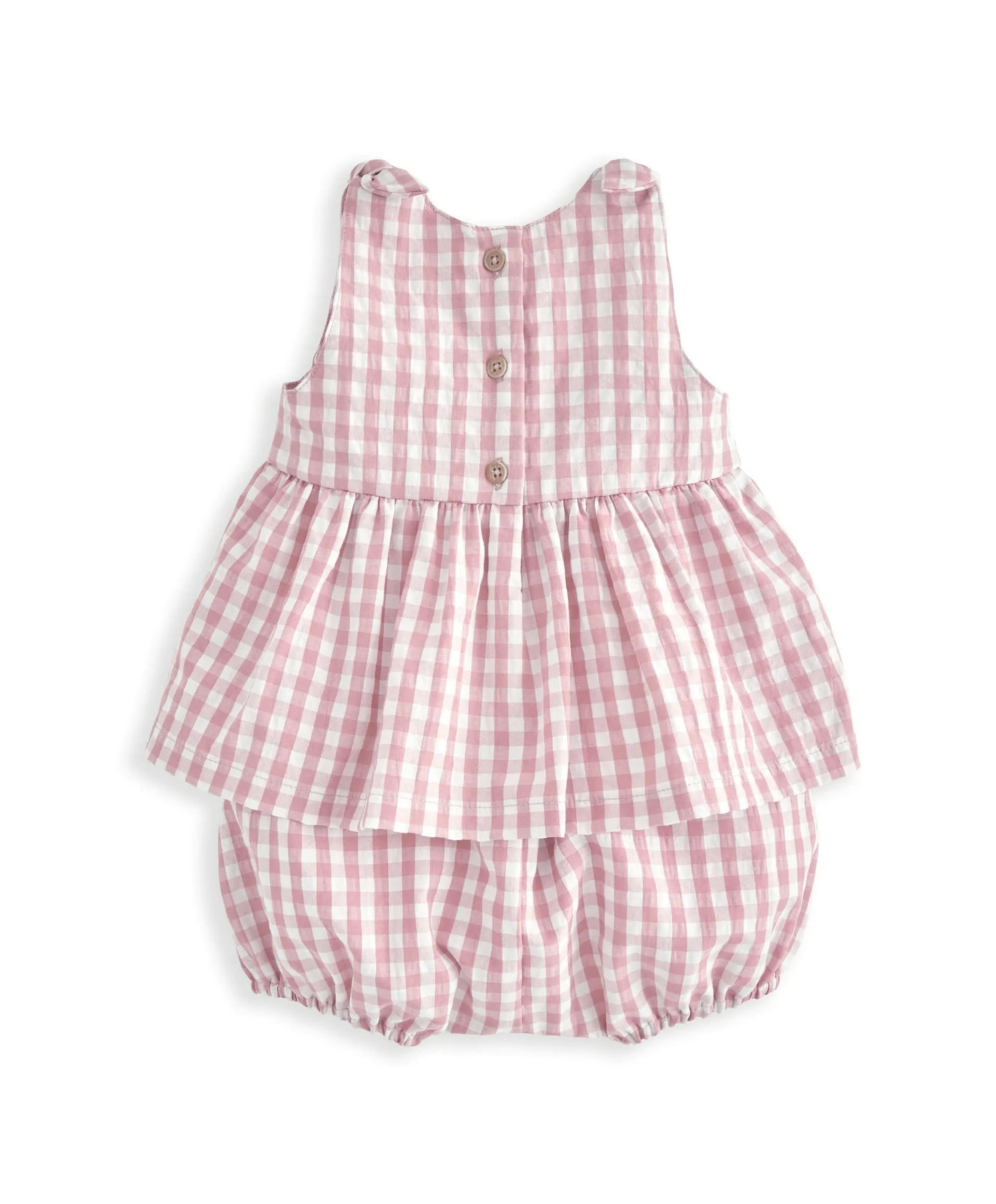 Besticktes Gingham-Top & Shorts-Set (2-teilig)