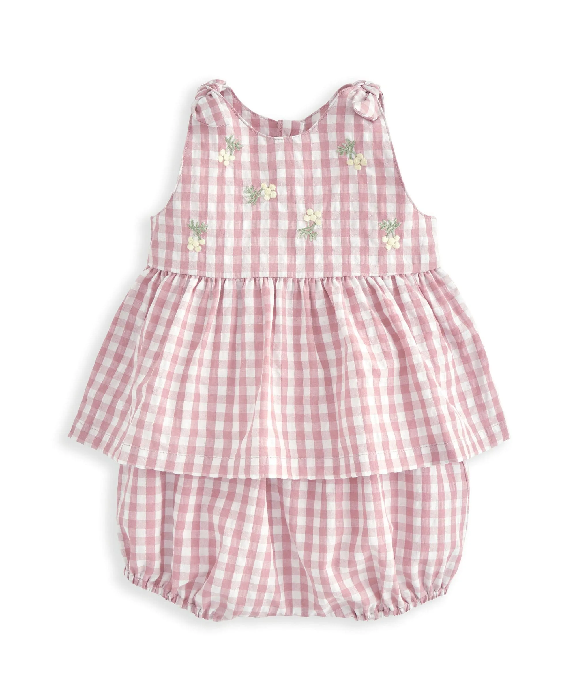 Besticktes Gingham-Top & Shorts-Set (2-teilig)