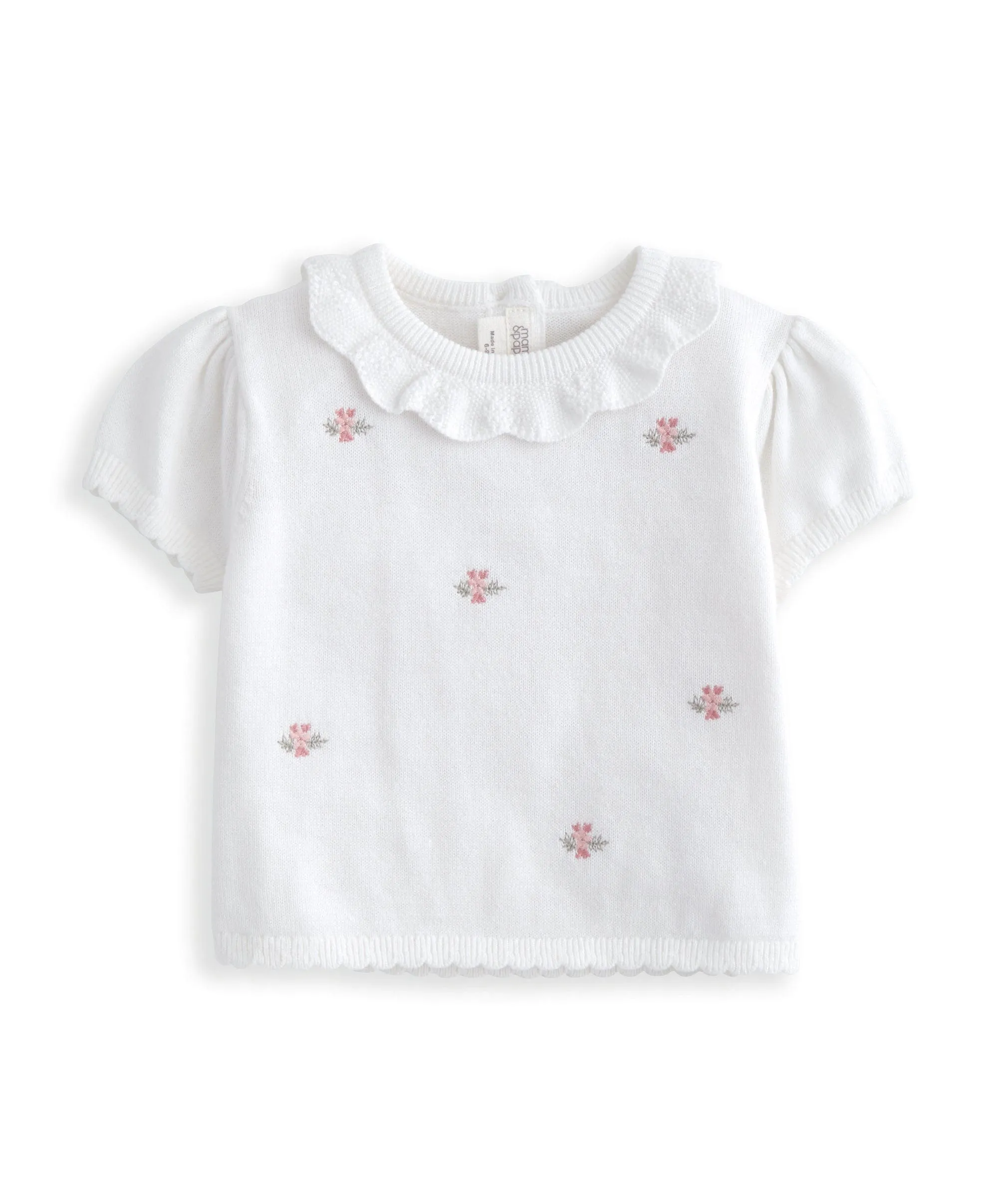 Besticktes Strickoberteil & Shorts-Set (2-teilig) - Weiß