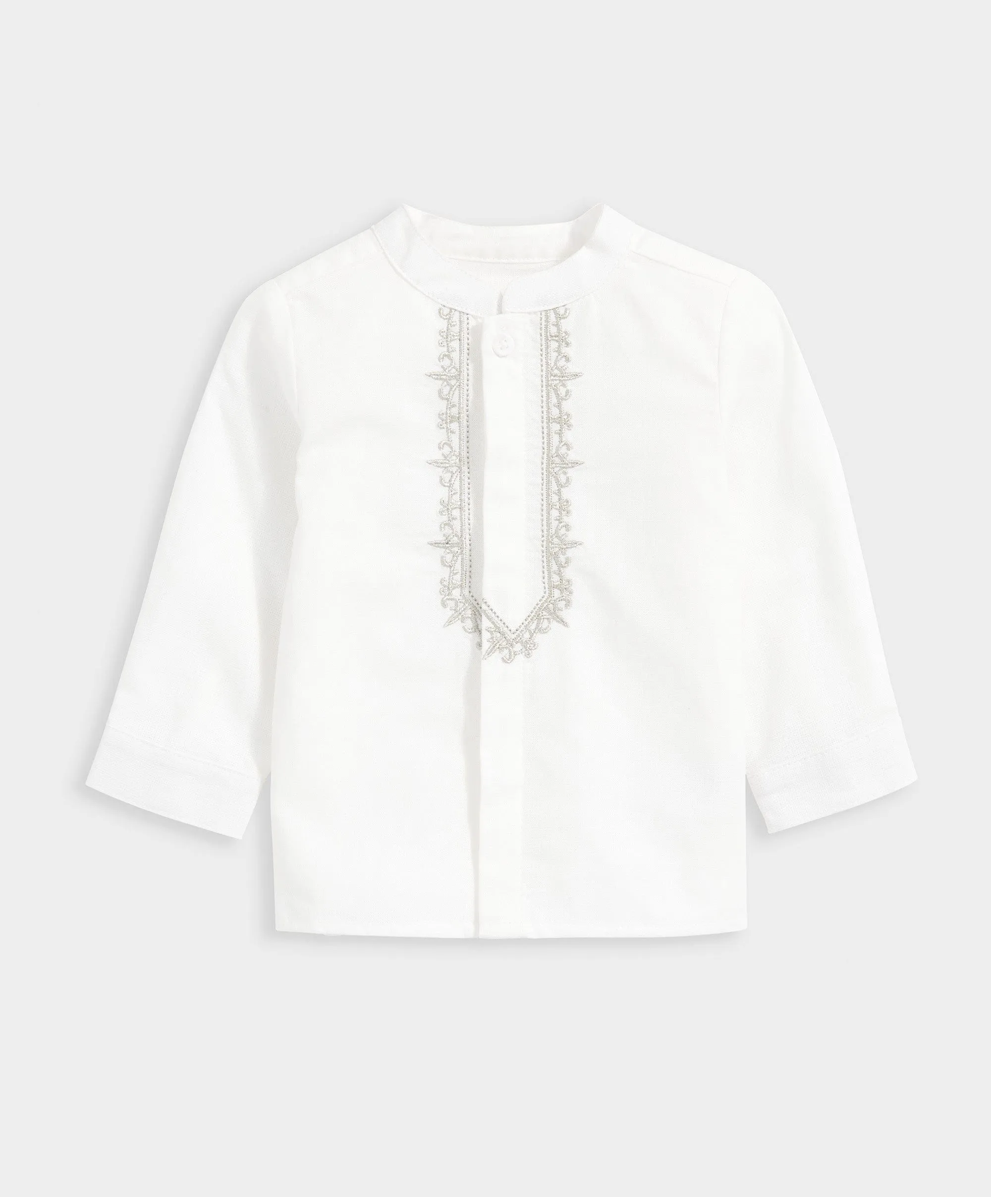 Besticktes Kurta-Hemd - Weiß Babykids Mamas & Papas