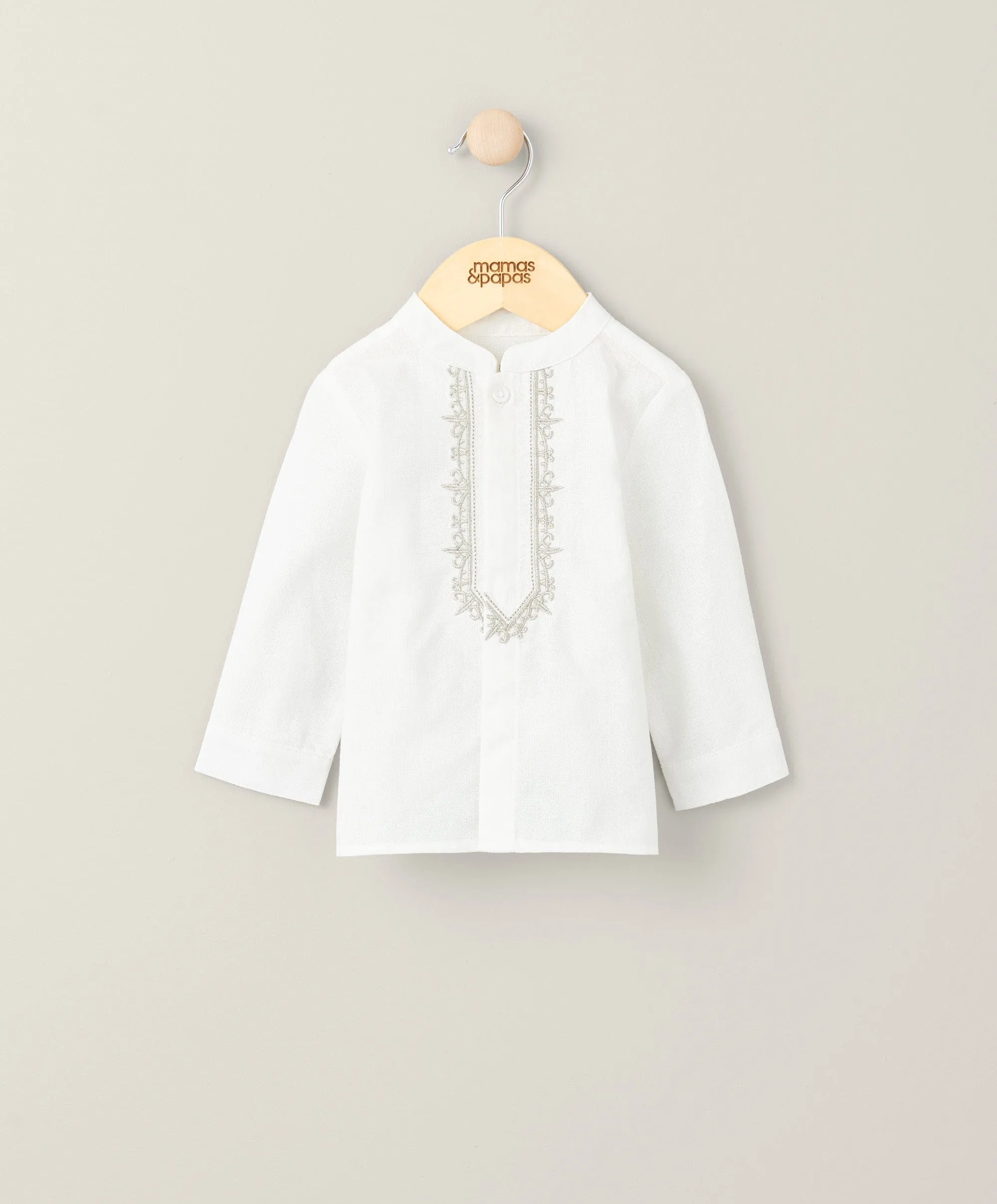 Besticktes Kurta-Hemd - Weiß Babykids Mamas & Papas