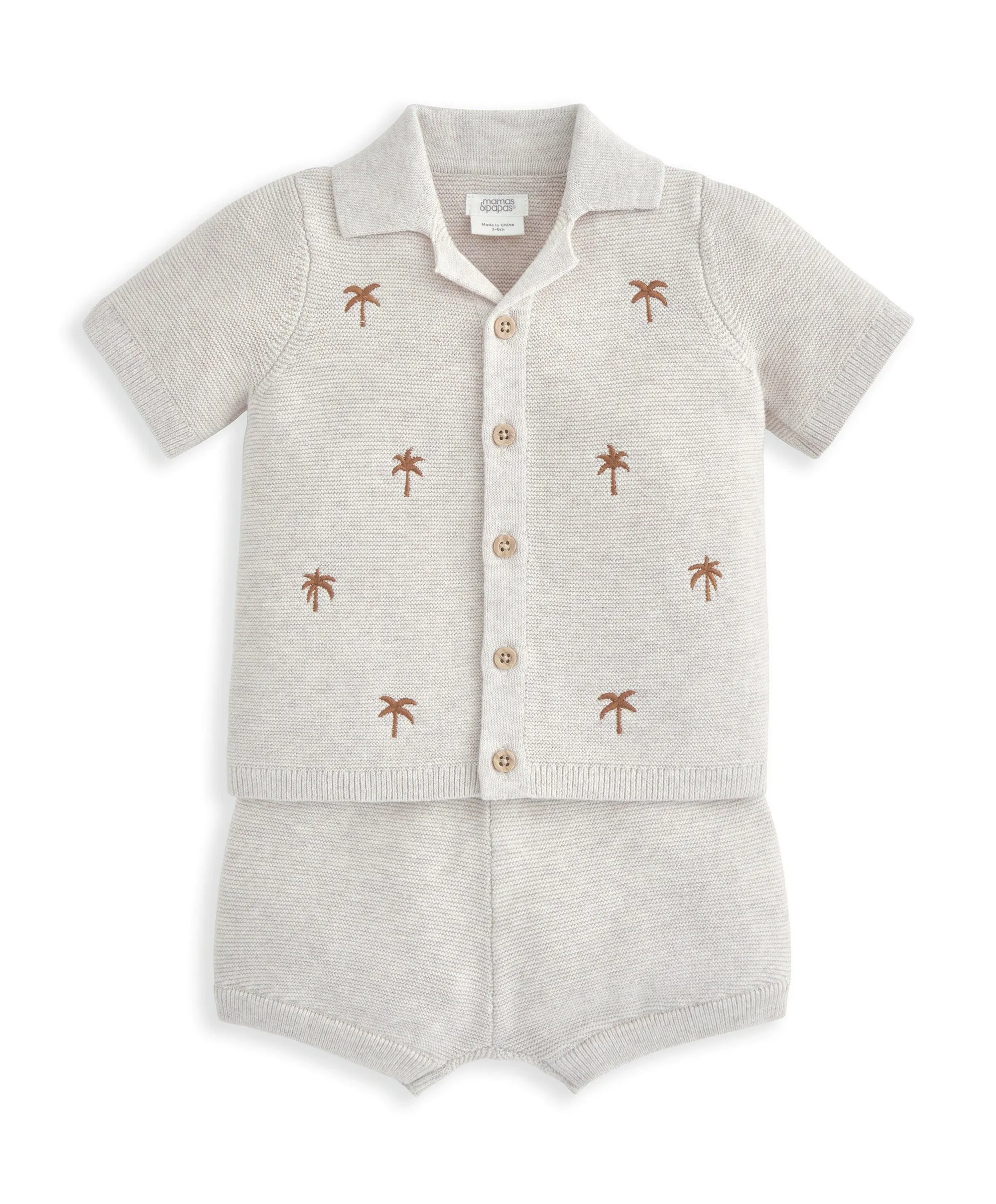 Besticktes Shirt & Shorts Set (2-teilig) - Palme