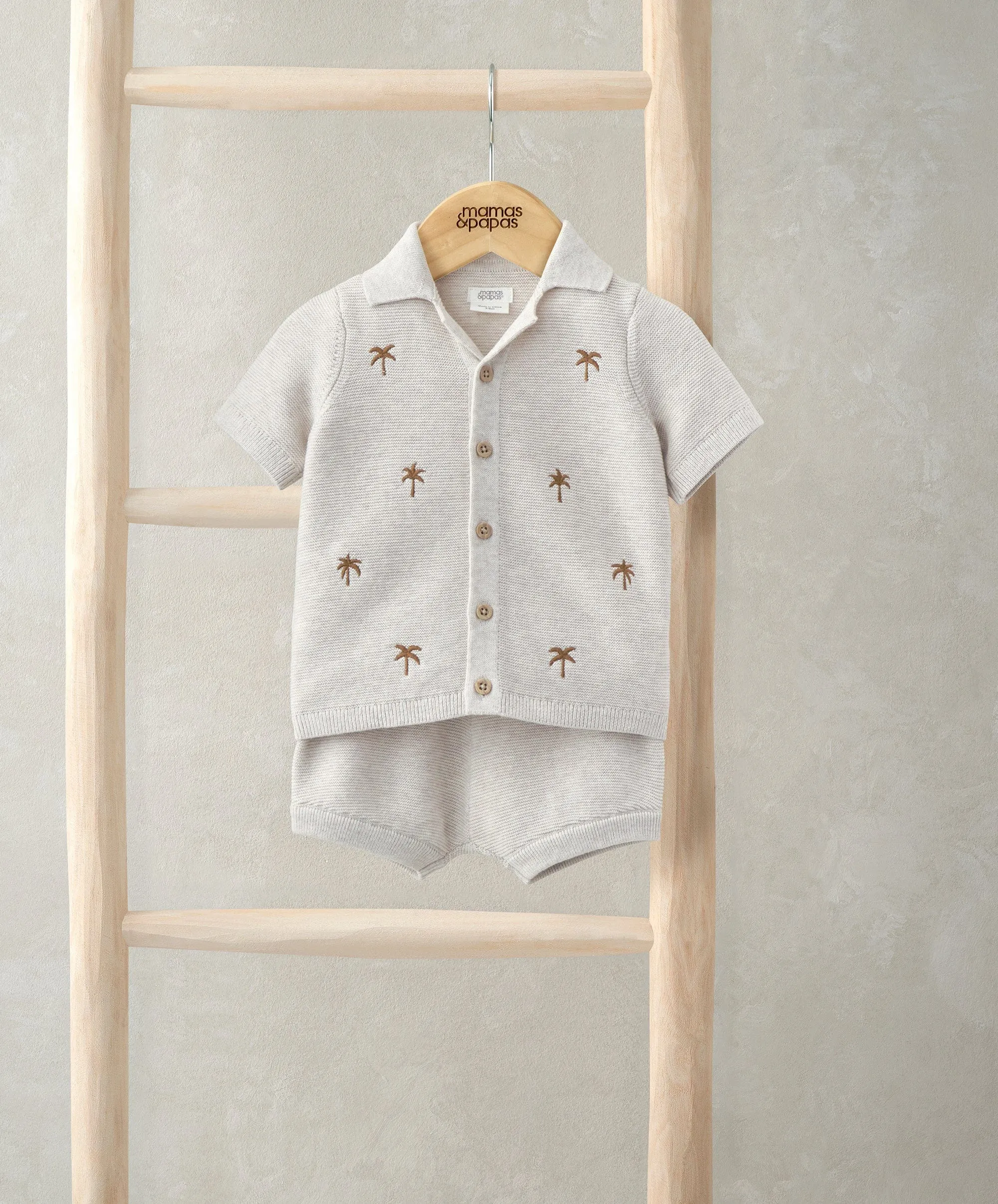 Besticktes Shirt & Shorts Set (2-teilig) - Palme