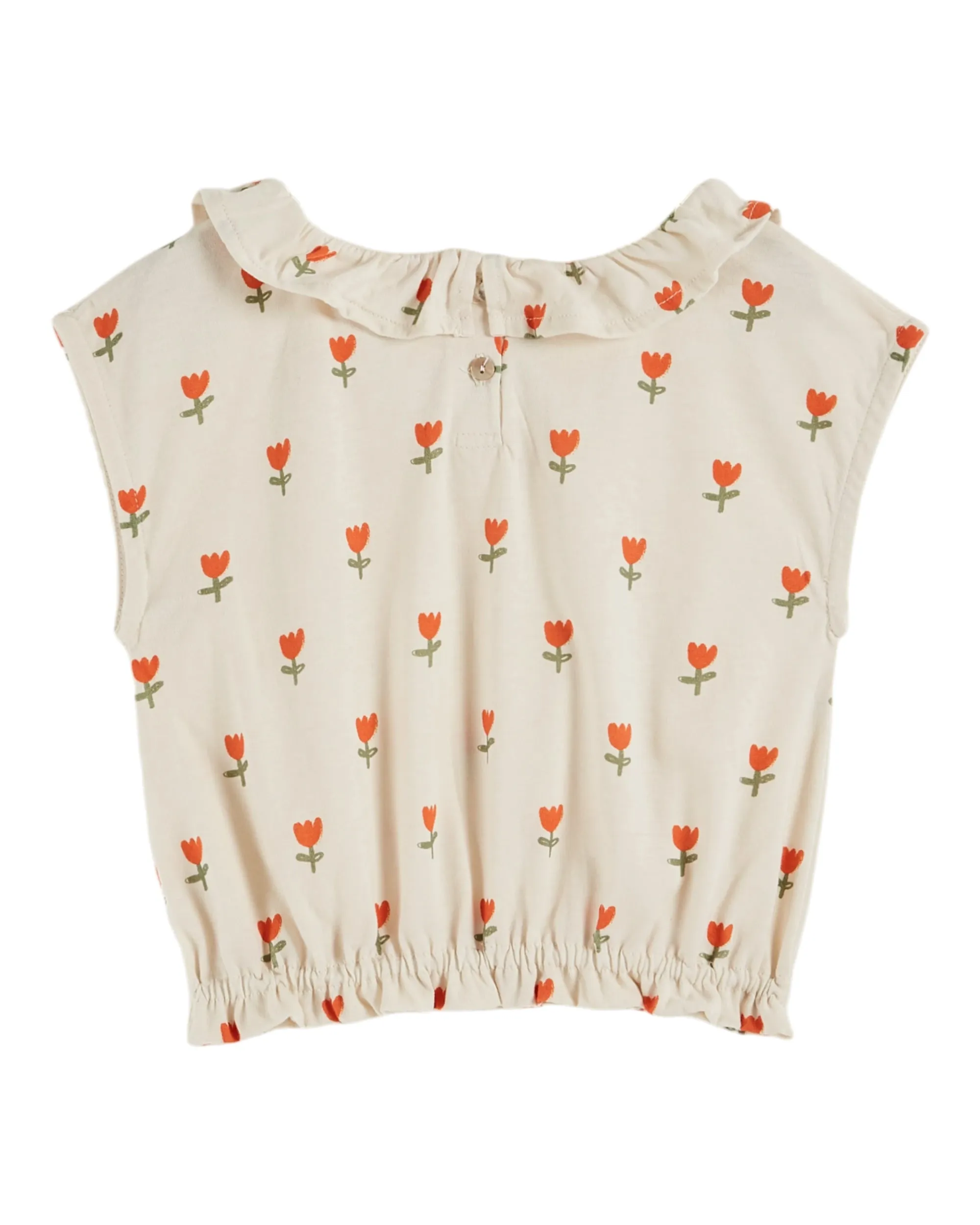 Emile Et Ida Jungen Mädchen KRAGEN T-SHIRT - GROßE TULPE CREME