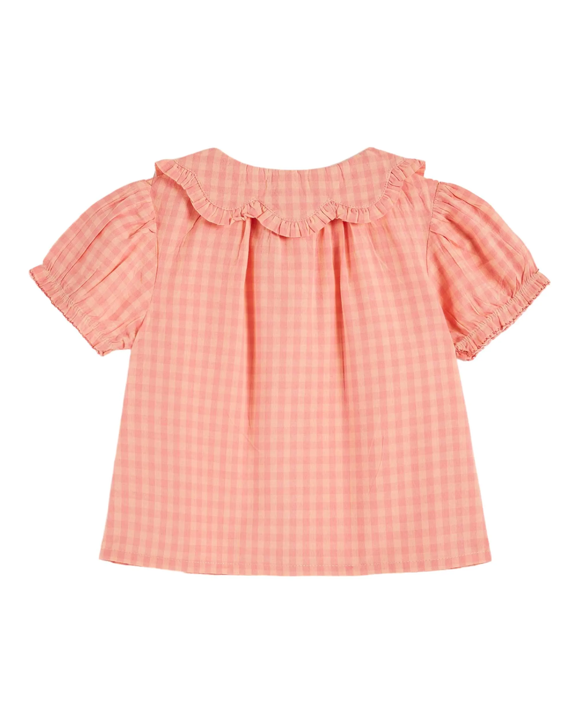 Emile Et Ida Jungen Mädchen BLUMENKRAGEN BLOUSE - VICHY PFINGSTROSE