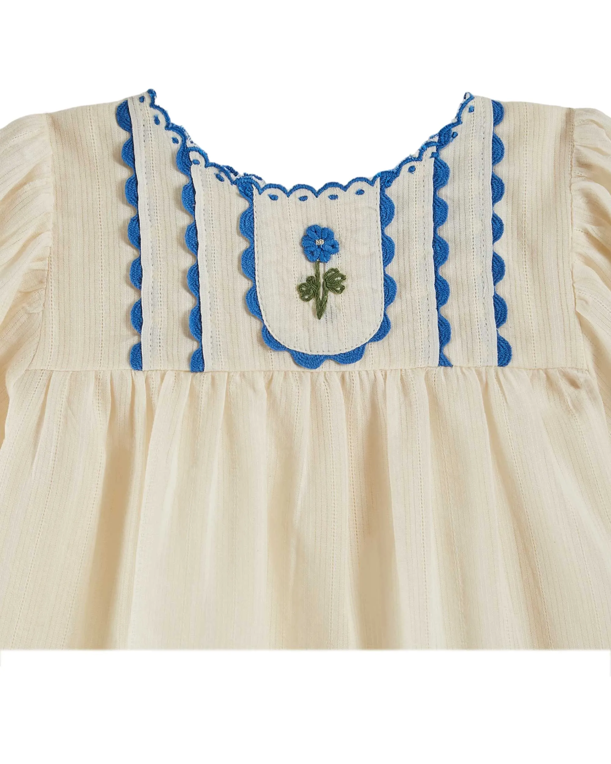 Emile Et Ida Jungen Mädchen HANDGESTICKTE EINFACHE BLOUSE - ECRU