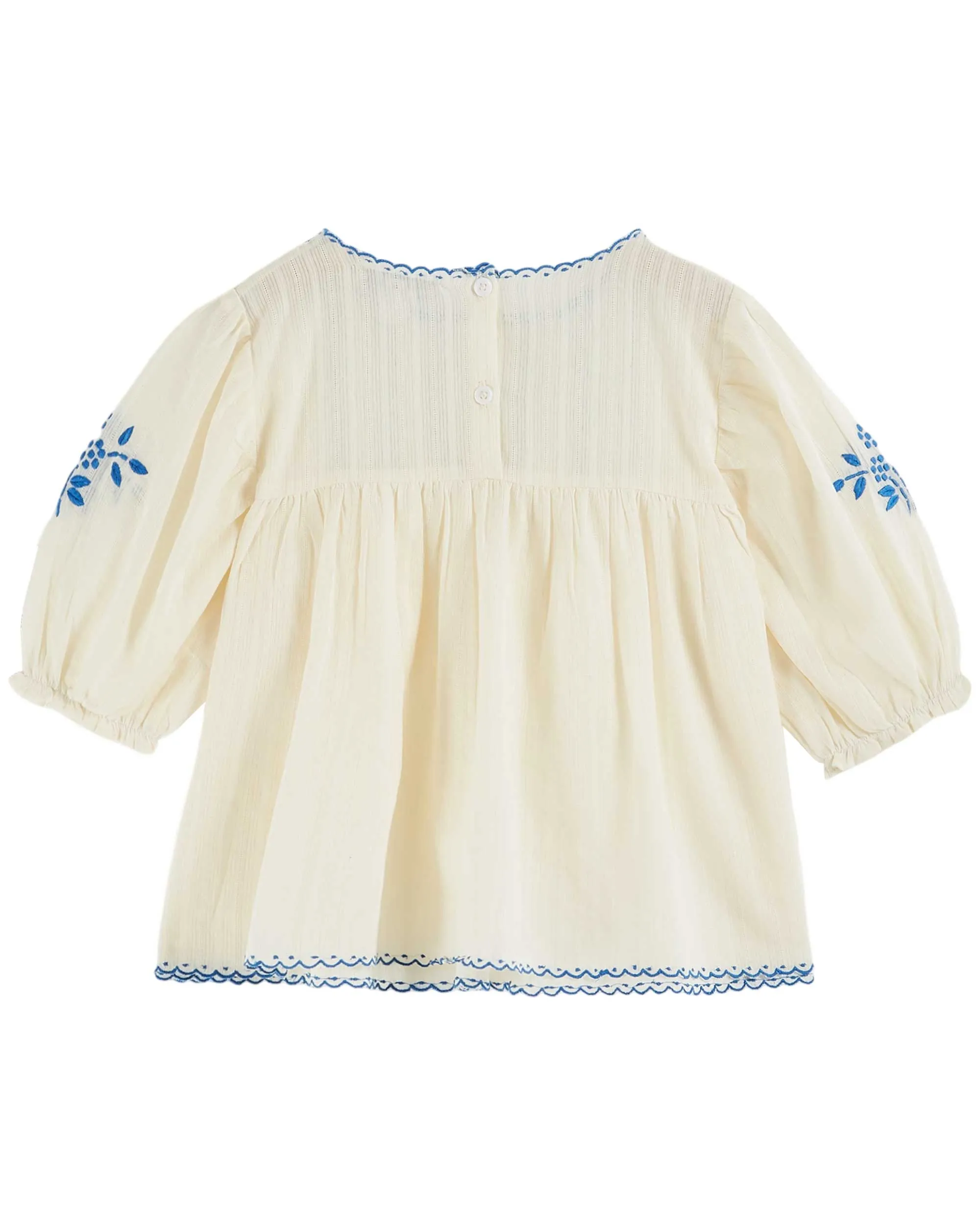 Emile Et Ida Jungen Mädchen HANDGESTICKTE EINFACHE BLOUSE - ECRU
