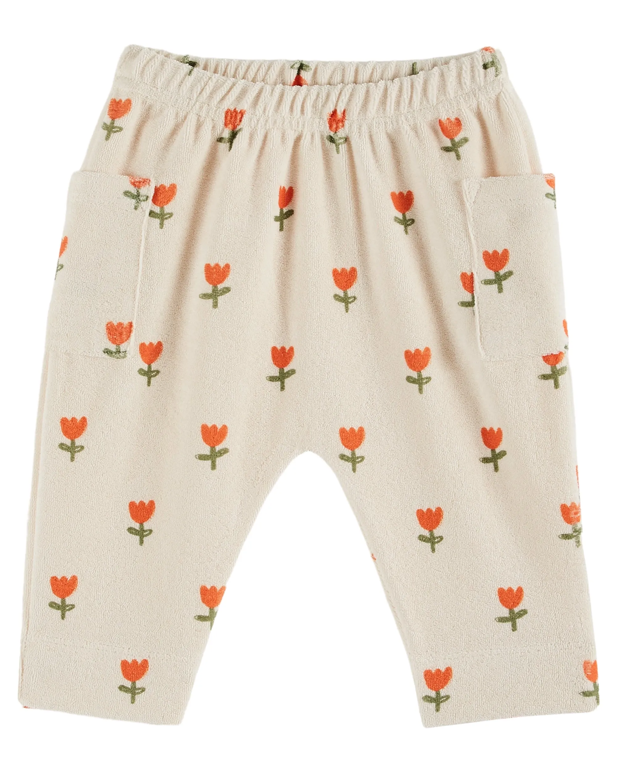 Emile Et Ida Jungen Mädchen GEDRUCKTE TERRY SIRWAL HOSE - GROSSE TULPE CREME
