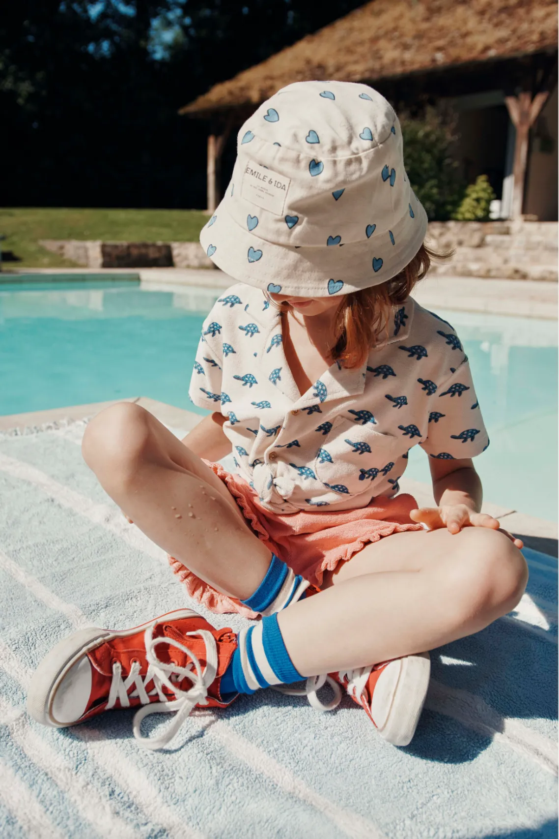 Emile Et Ida Jungen Mädchen TERRY RUFLES SHORTS - BLÜTE