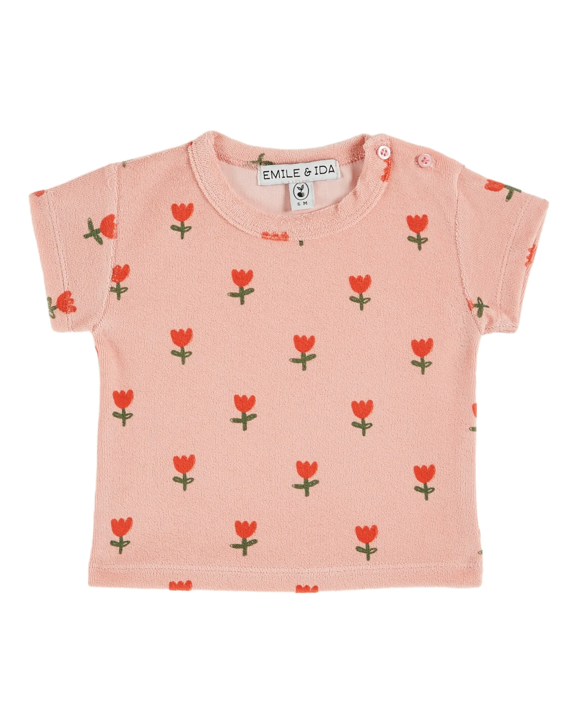 Emile Et Ida Jungen Mädchen TERRY T-SHIRT - GROSSE TULPENBLÜTE