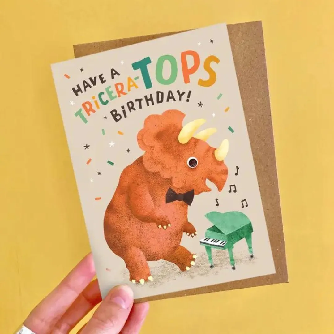 Emily Nash Illustration: Triceratops Geburtstagskarte