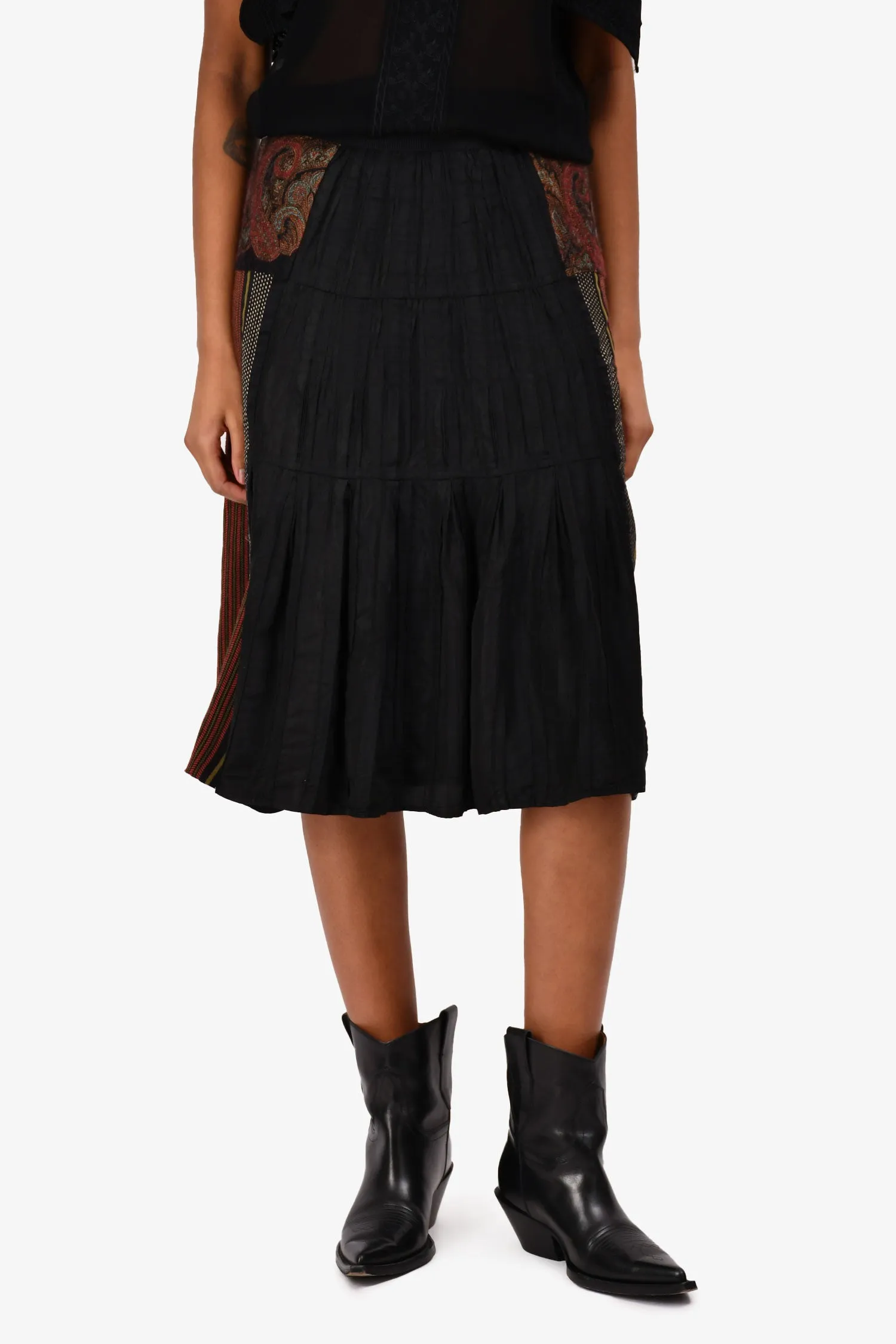 Etro Black Paisley Midi-Rock Größe 42