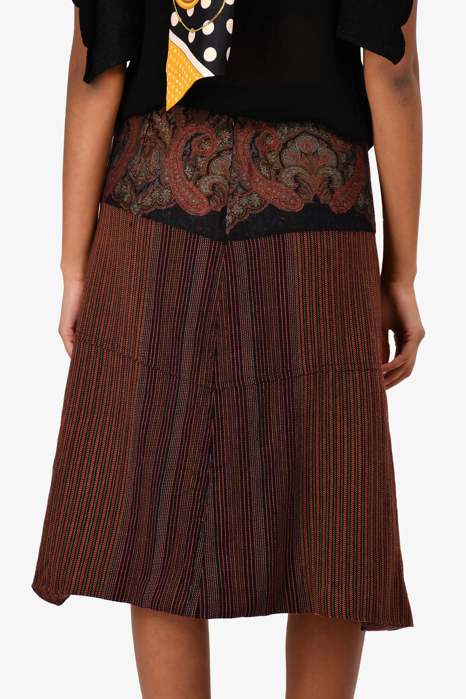 Etro Black Paisley Midi-Rock Größe 42