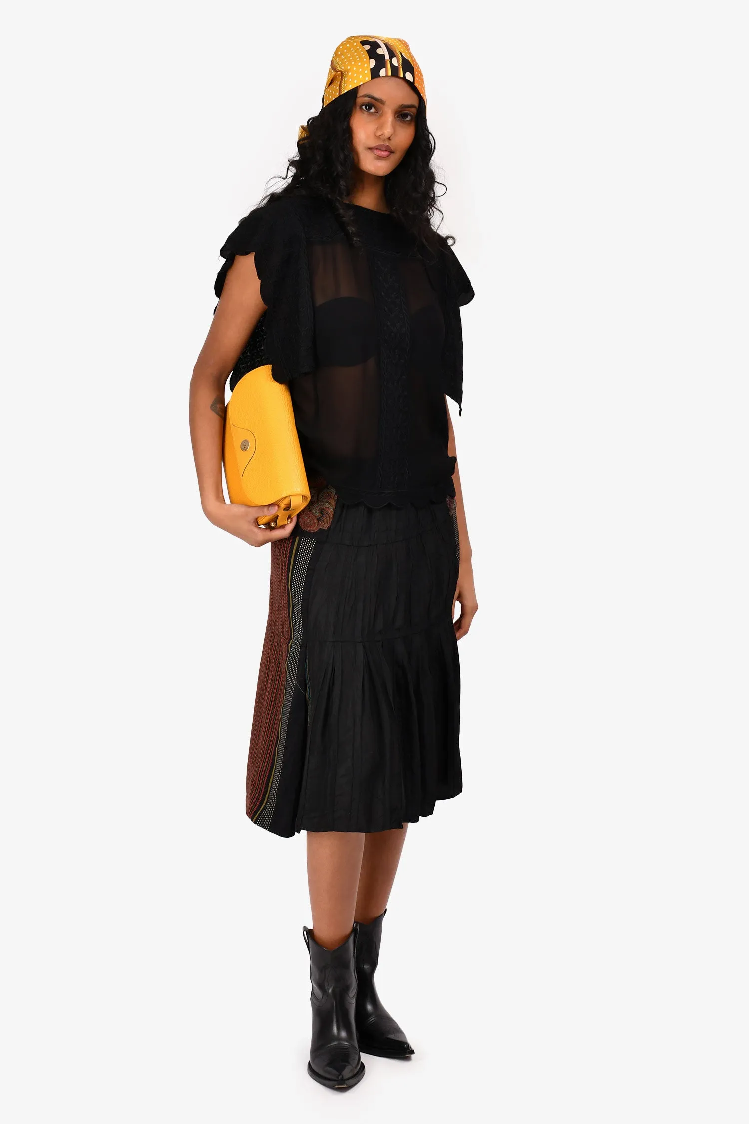 Etro Black Paisley Midi-Rock Größe 42