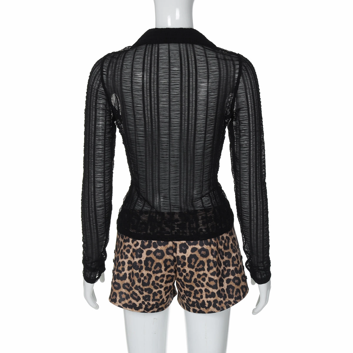 Everley Mesh V-Neck Leopard Set