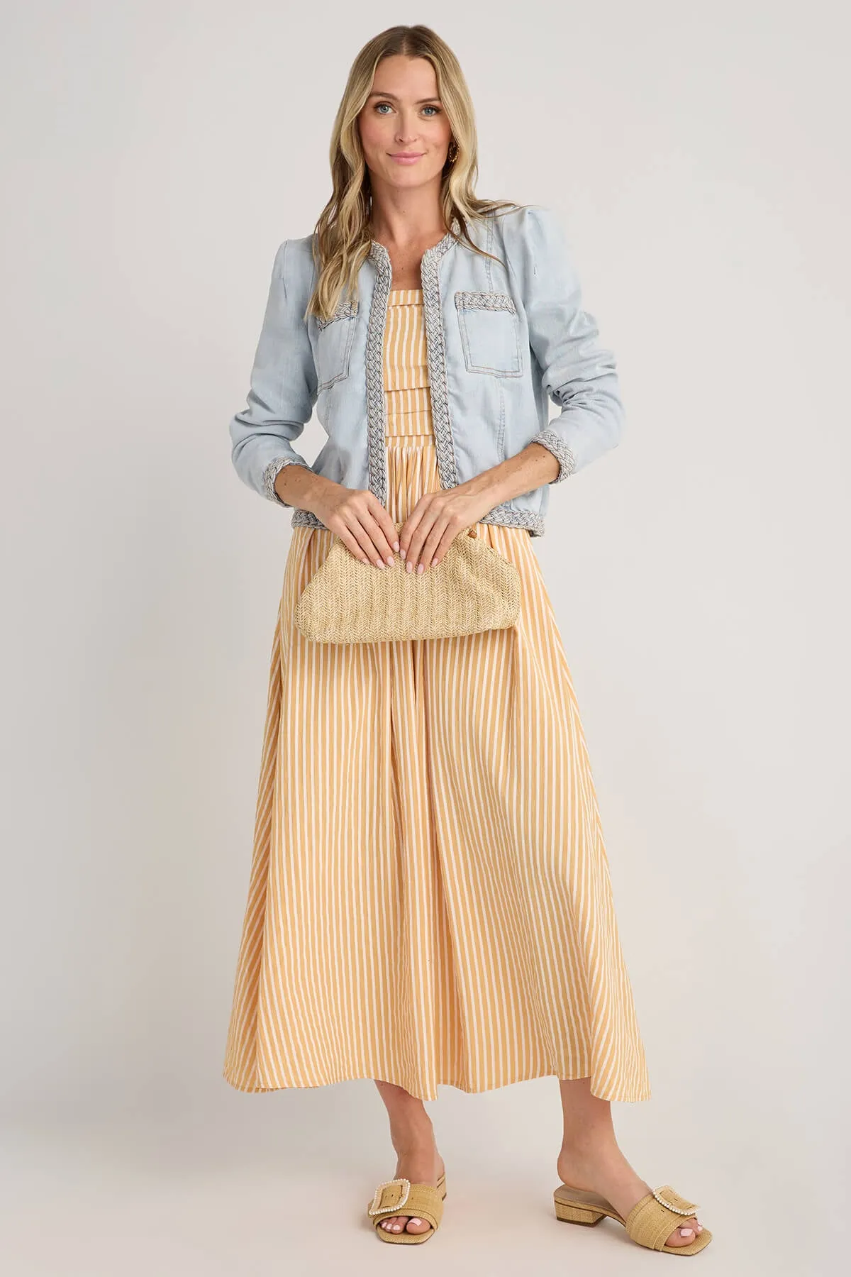 Fate Denimjacke mit geflochtener Borte
