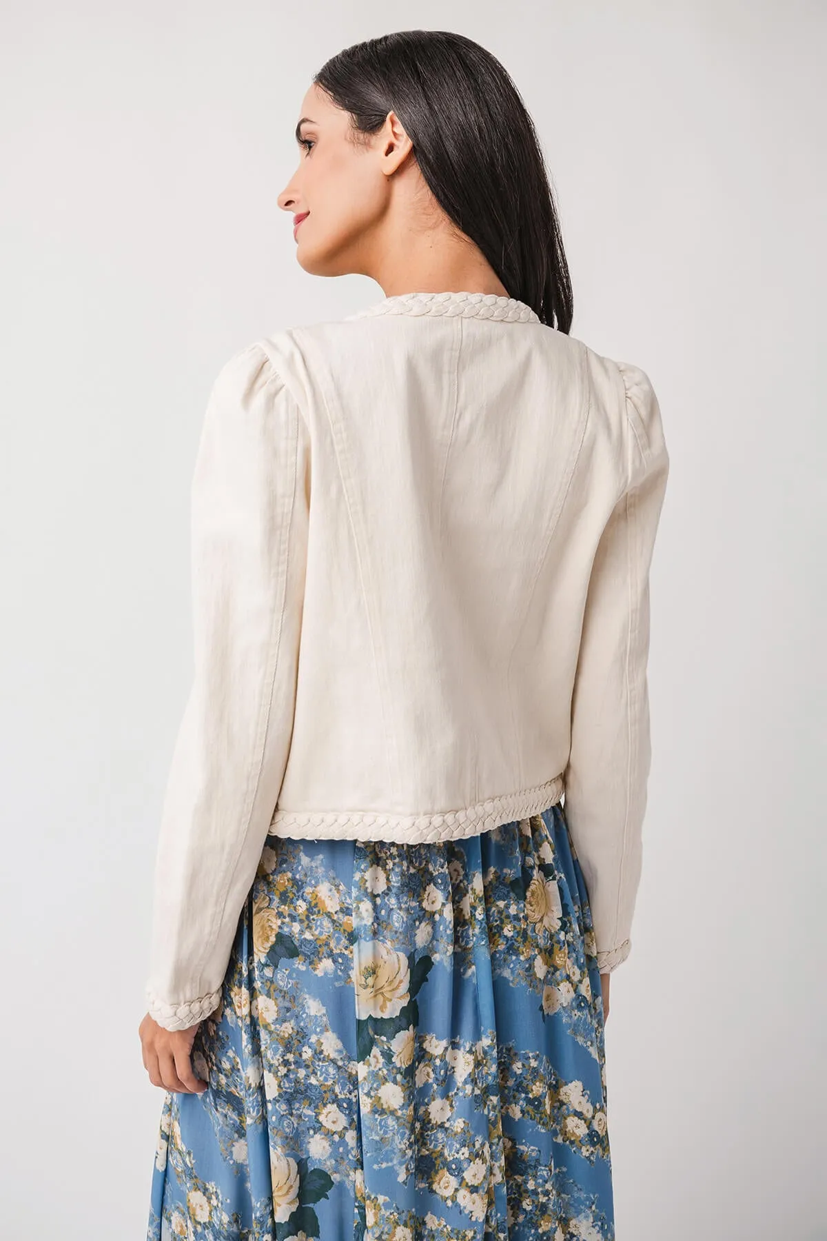 Fate Denimjacke mit geflochtener Borte