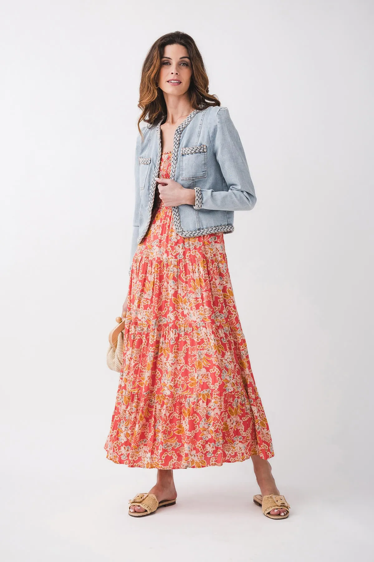 Fate Denimjacke mit geflochtener Borte