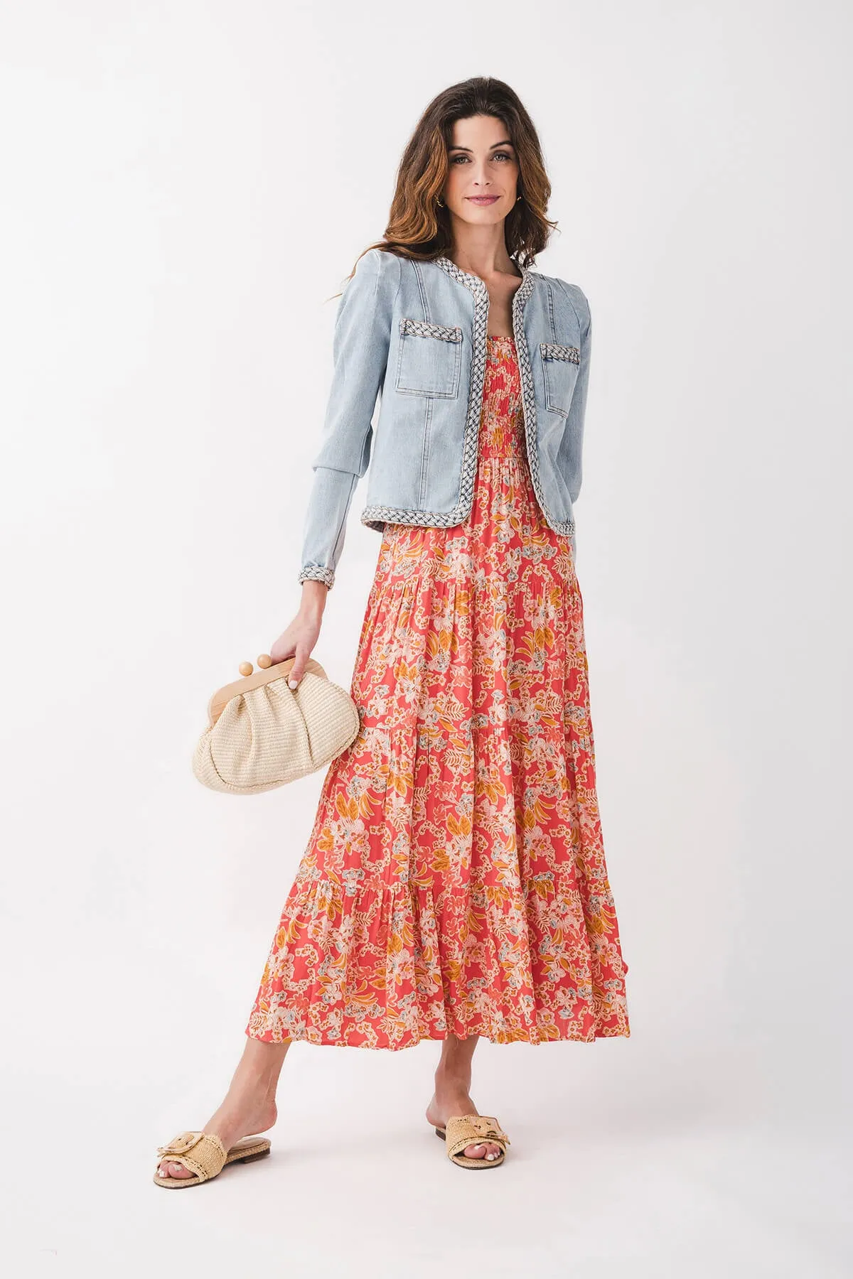 Fate Denimjacke mit geflochtener Borte