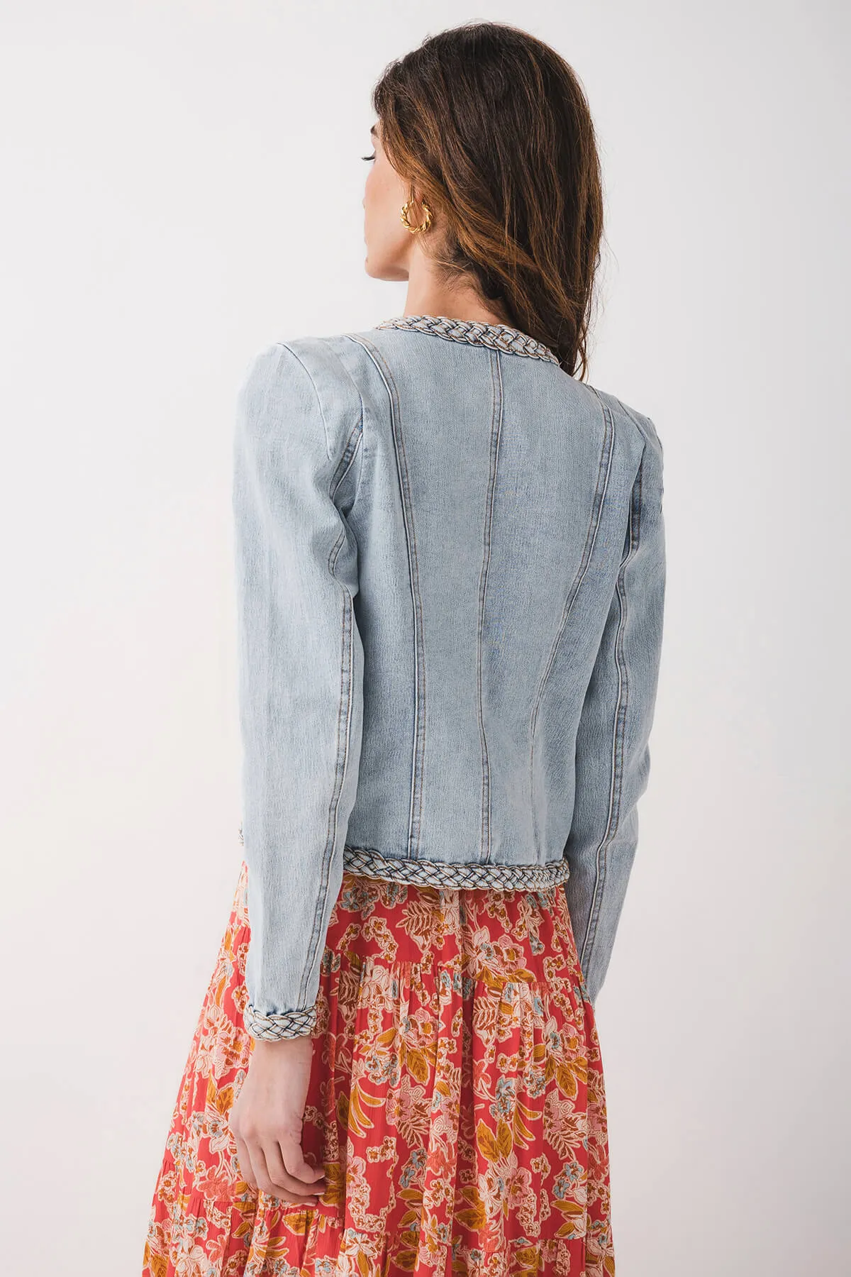 Fate Denimjacke mit geflochtener Borte