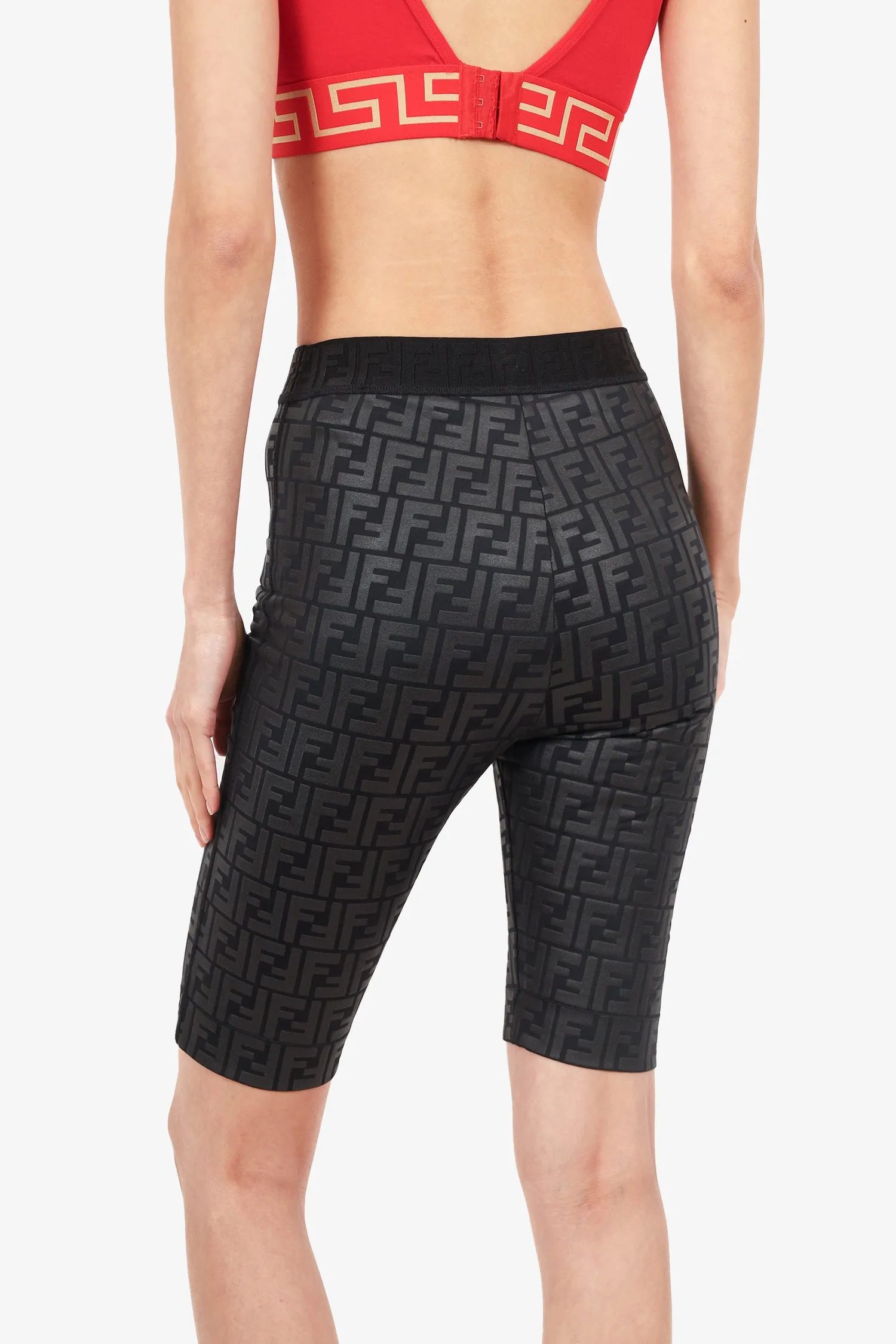 Fendi Black Zucca 'FF' Logo Fahrradshorts Größe 42
