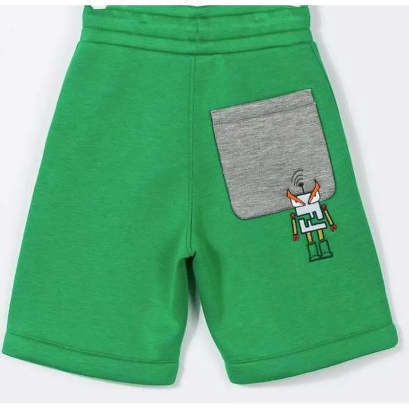 Fendi Grüne Robot-Print Shorts