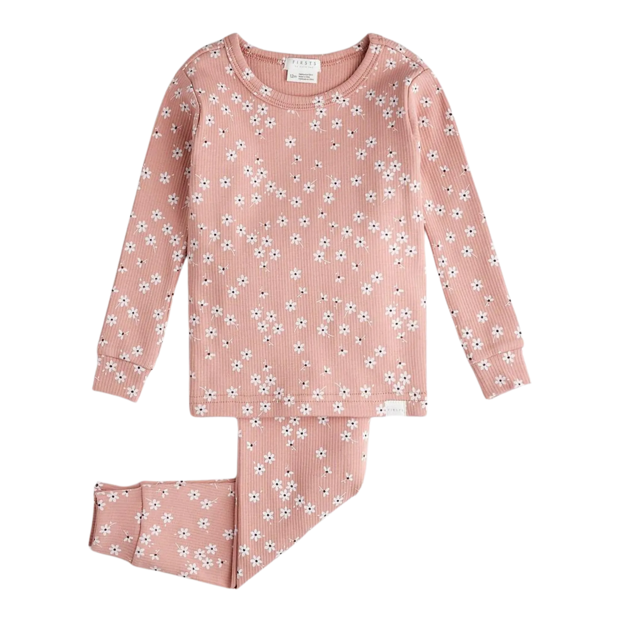 FIRSTS Herbstgarten-Druck auf Taubenrosa Baby-Pyjama-Set