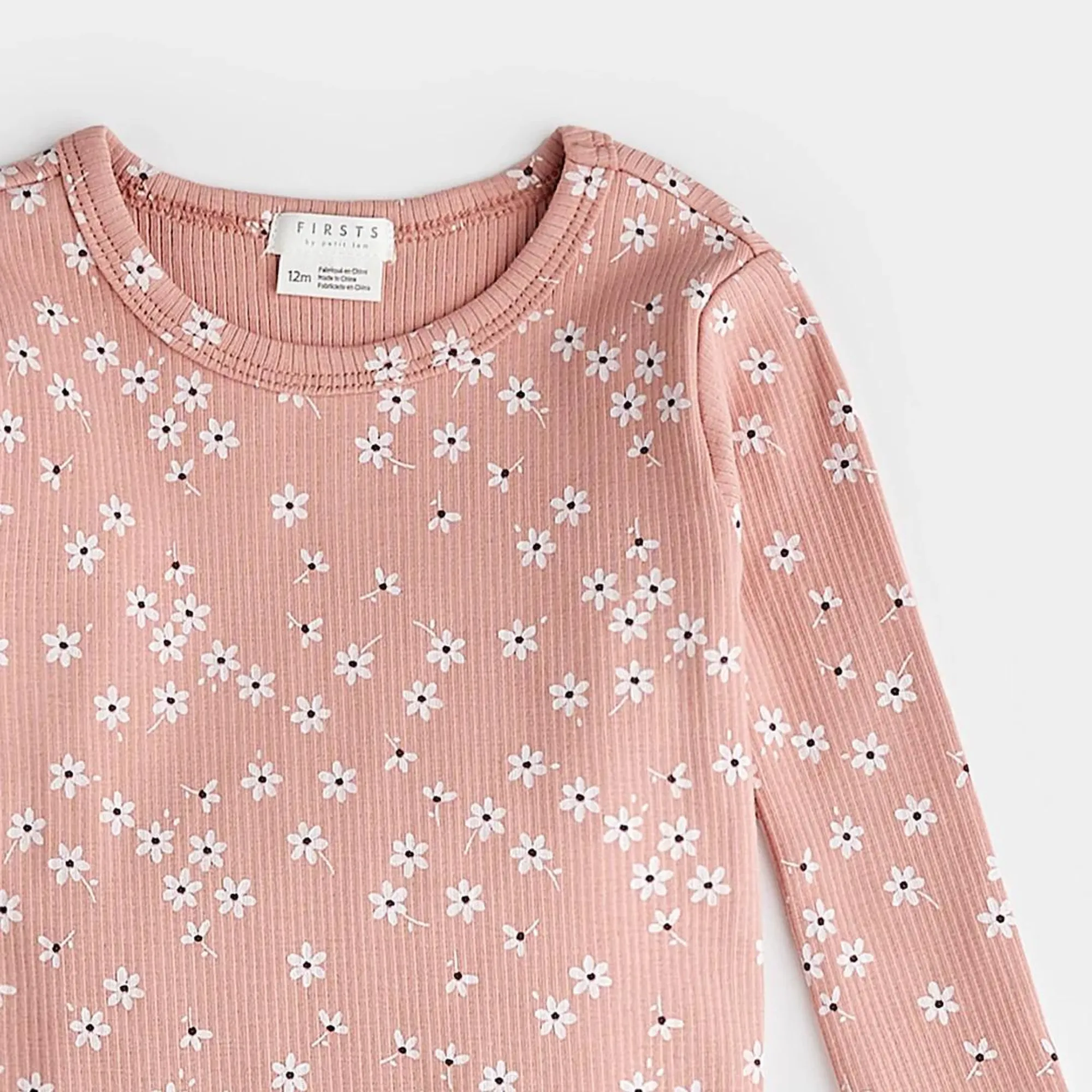 FIRSTS Herbstgarten-Druck auf Taubenrosa Baby-Pyjama-Set