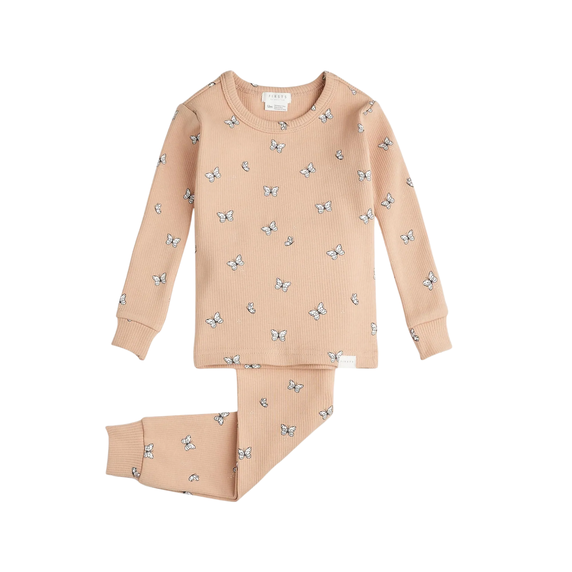 FIRSTS Butterfly Print auf Ripp-Sirocco Baby-Pyjama-Set