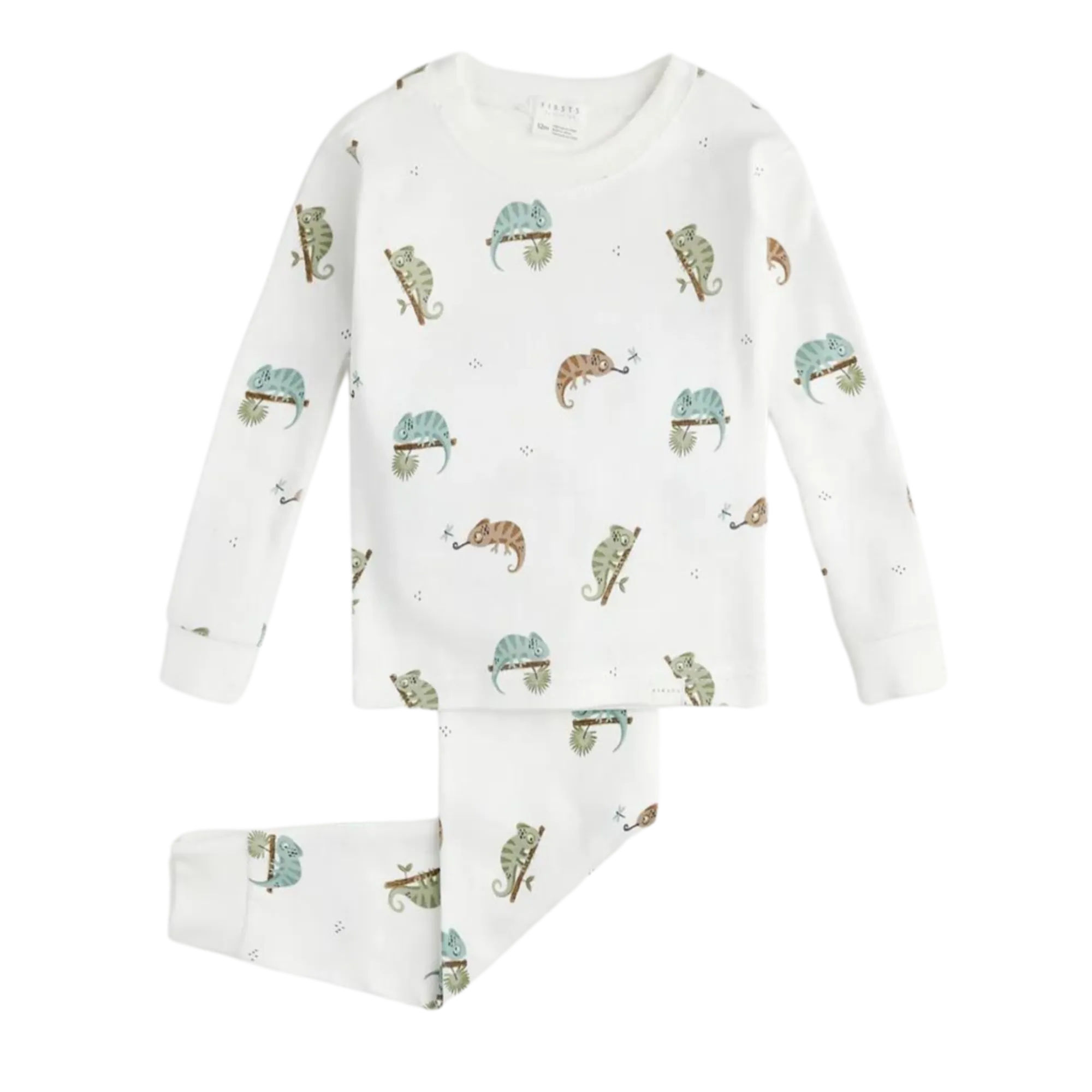 FIRSTS Chamäleon-Druck auf Off-White Baby-Pyjama-Set