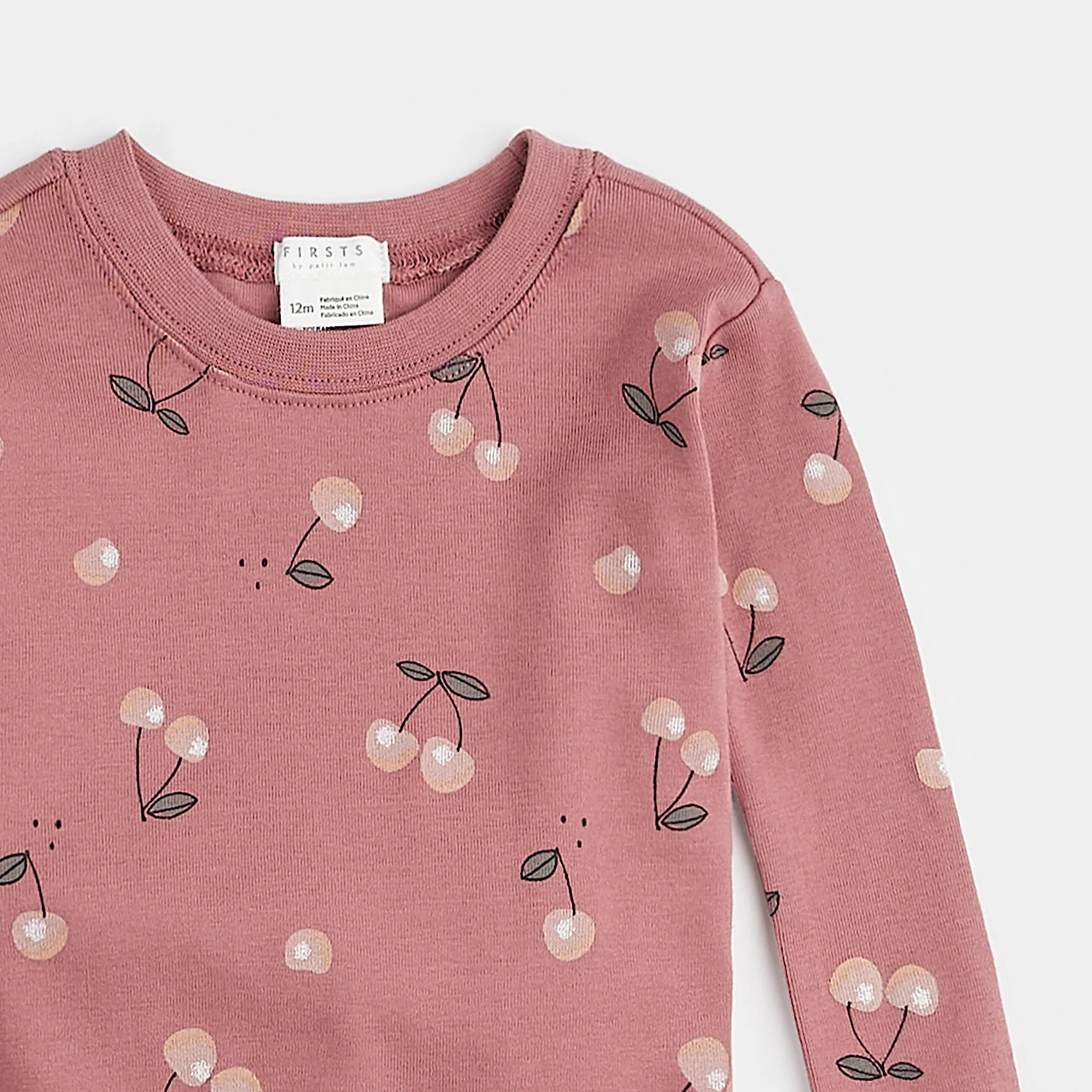 FIRSTS Kirschblüten-Druck auf Jazzberry-Grund Baby-Pyjama-Set