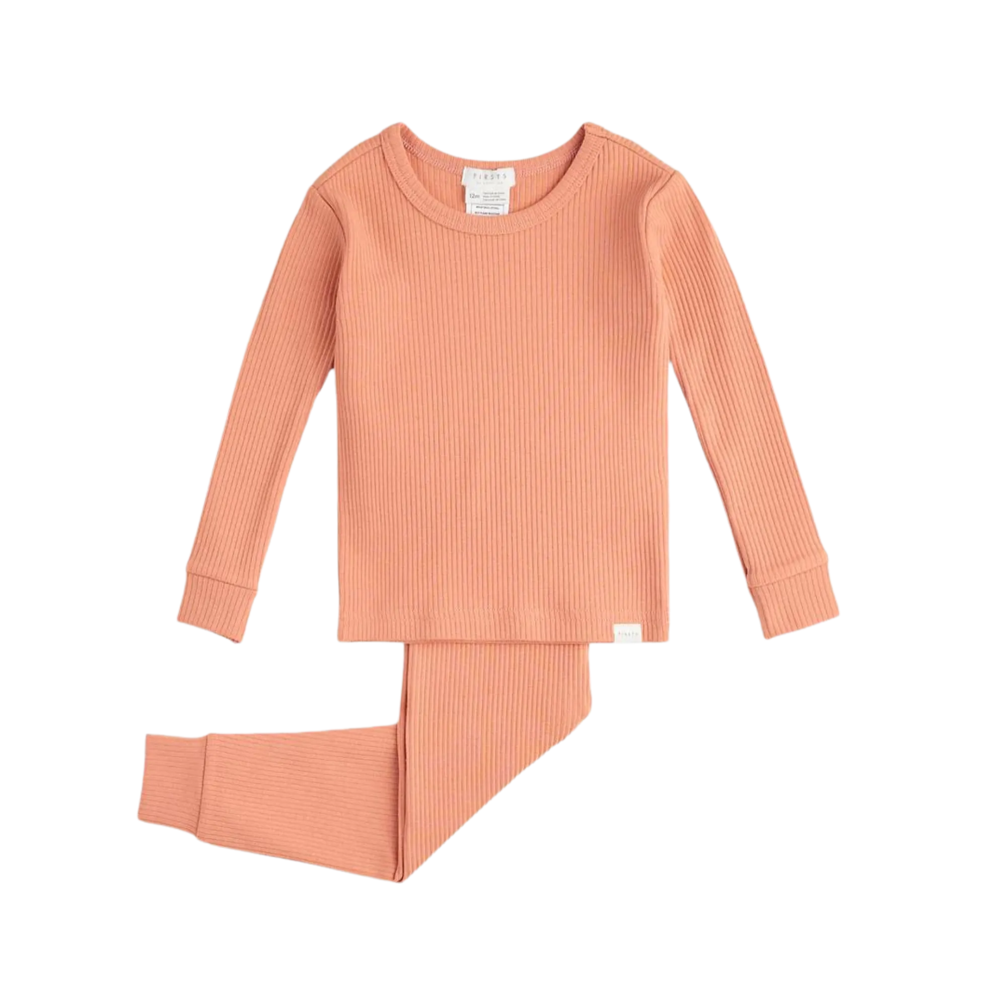 FIRSTS Feuriges Korallenfarbenes Modal-Rippen-Baby-Pyjama-Set